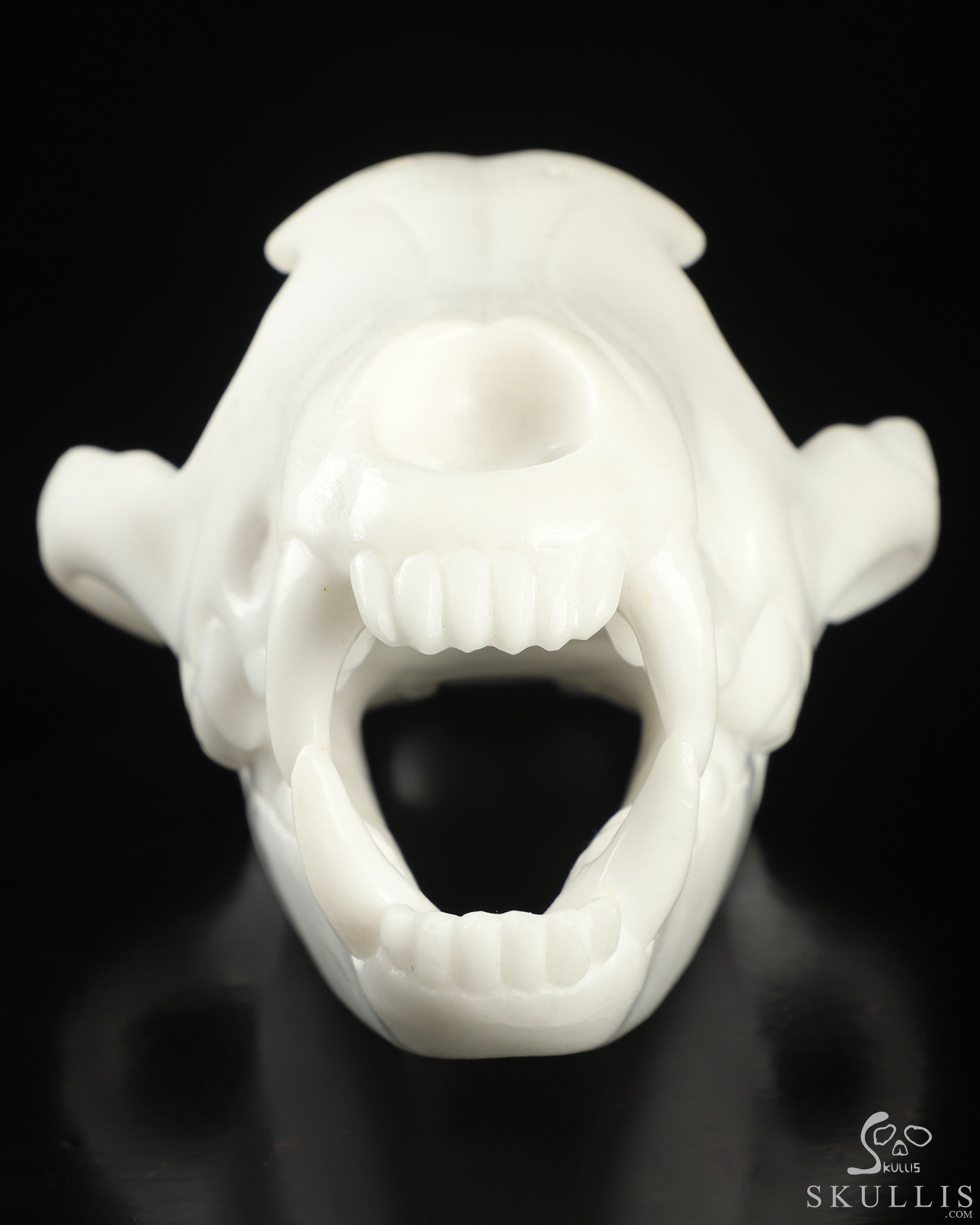 7.5" White Jade Hand Carved Crystal Wolf Skull and Raven with Opal Sculpture, Crystal Healing 7.5" White Jade Hand Carved Crystal Wolf Skull and Raven with Opal Sculpture, Crystal Healing