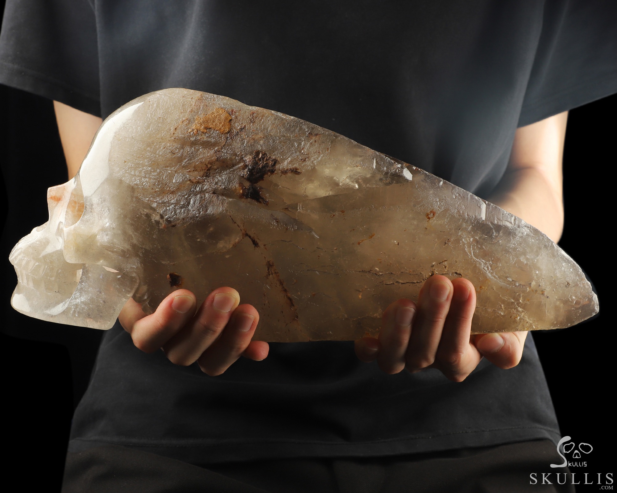 13.6" Smoky Quartz Rock Crystal Hand Carved Crystal Skull Wand/Point Sculpture, Crystal Healing 13.6" Smoky Quartz Rock Crystal Hand Carved Crystal Skull Wand/Point Sculpture, Crystal Healing