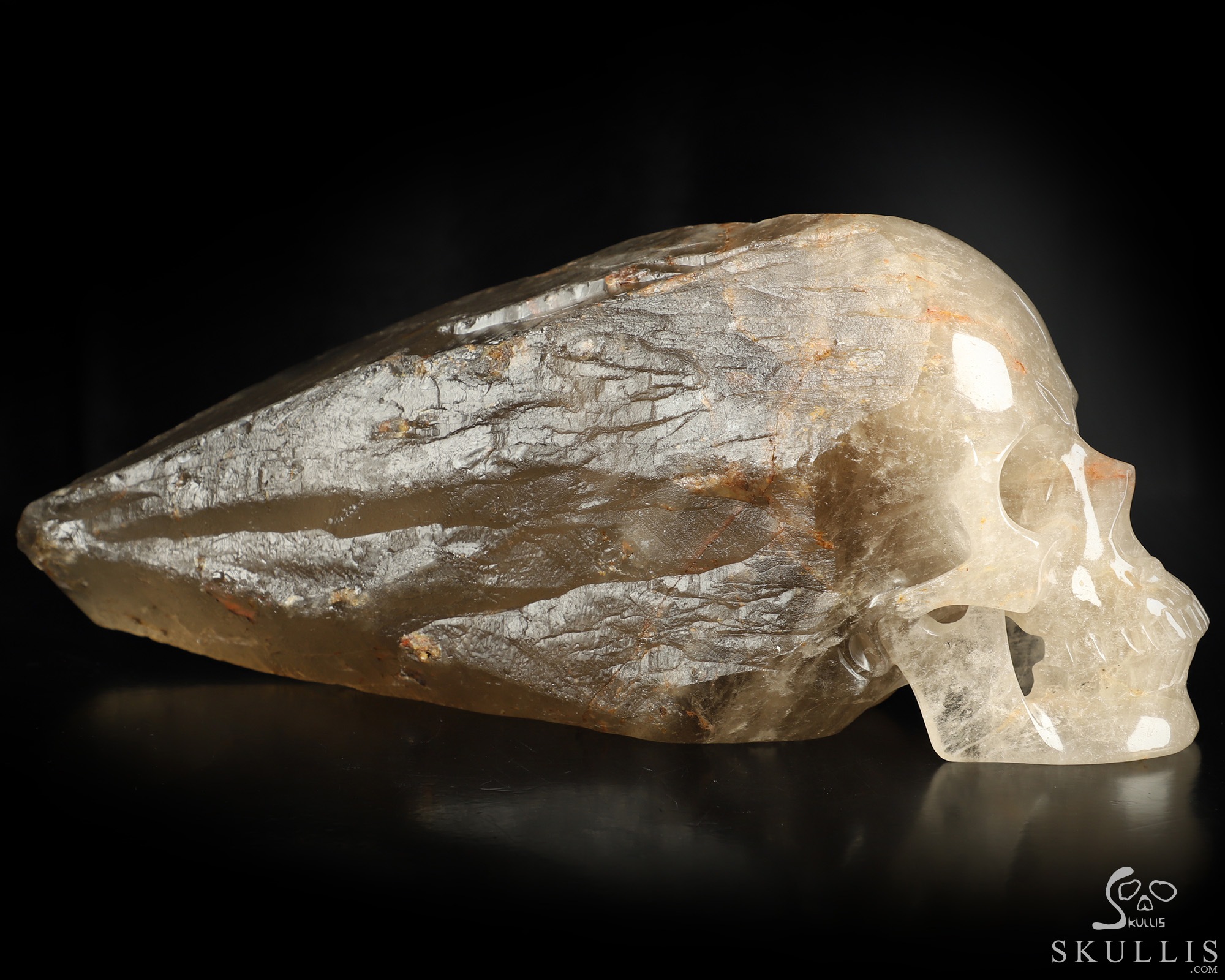 13.6" Smoky Quartz Rock Crystal Hand Carved Crystal Skull Wand/Point Sculpture, Crystal Healing 13.6" Smoky Quartz Rock Crystal Hand Carved Crystal Skull Wand/Point Sculpture, Crystal Healing