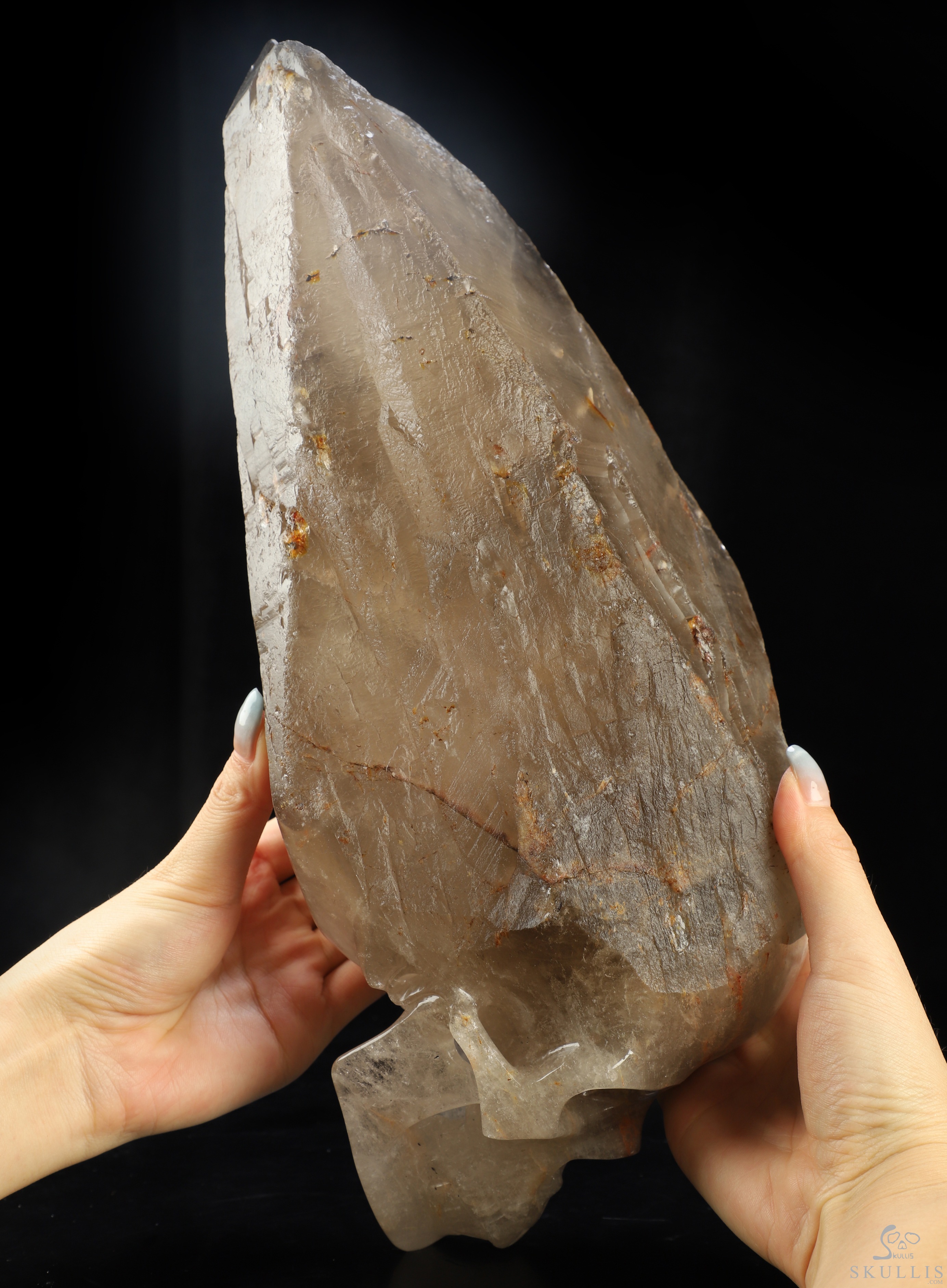13.6" Smoky Quartz Rock Crystal Hand Carved Crystal Skull Wand/Point Sculpture, Crystal Healing 13.6" Smoky Quartz Rock Crystal Hand Carved Crystal Skull Wand/Point Sculpture, Crystal Healing