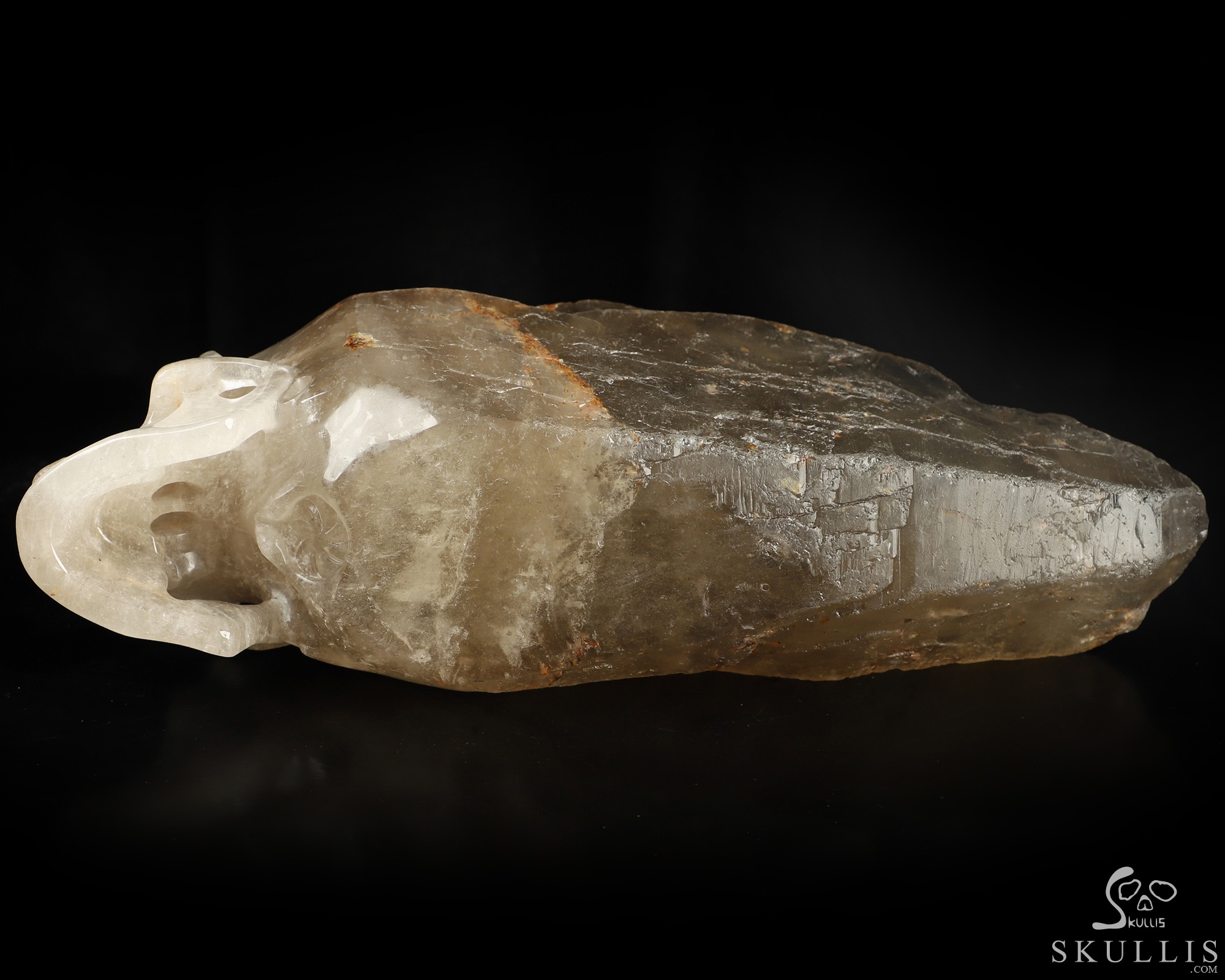 13.6" Smoky Quartz Rock Crystal Hand Carved Crystal Skull Wand/Point Sculpture, Crystal Healing 13.6" Smoky Quartz Rock Crystal Hand Carved Crystal Skull Wand/Point Sculpture, Crystal Healing