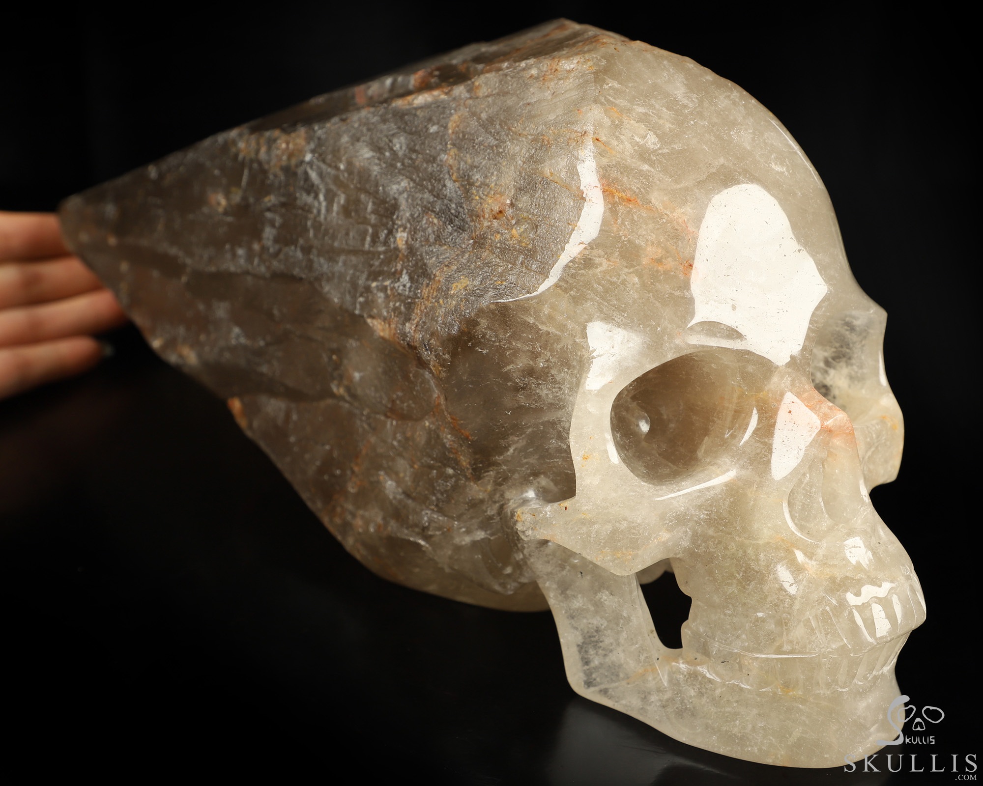 13.6" Smoky Quartz Rock Crystal Hand Carved Crystal Skull Wand/Point Sculpture, Crystal Healing 13.6" Smoky Quartz Rock Crystal Hand Carved Crystal Skull Wand/Point Sculpture, Crystal Healing