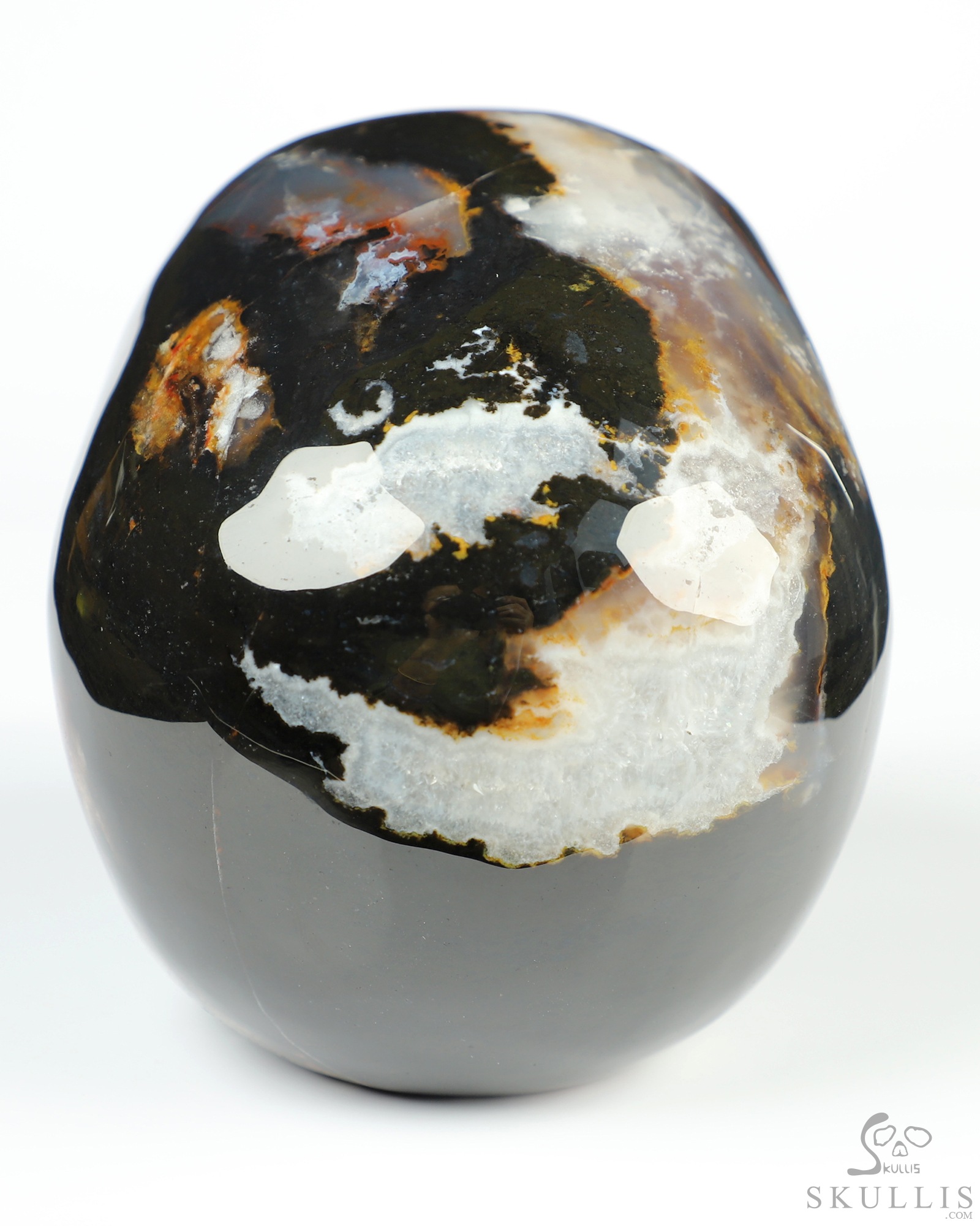 5.1" Black Zebra Agate Hand Carved Mitchell-Hedges Crystal Skull Replica Sculpture, Crystal Healing 5.1" Black Zebra Agate Hand Carved Mitchell-Hedges Crystal Skull Replica Sculpture, Crystal Healing