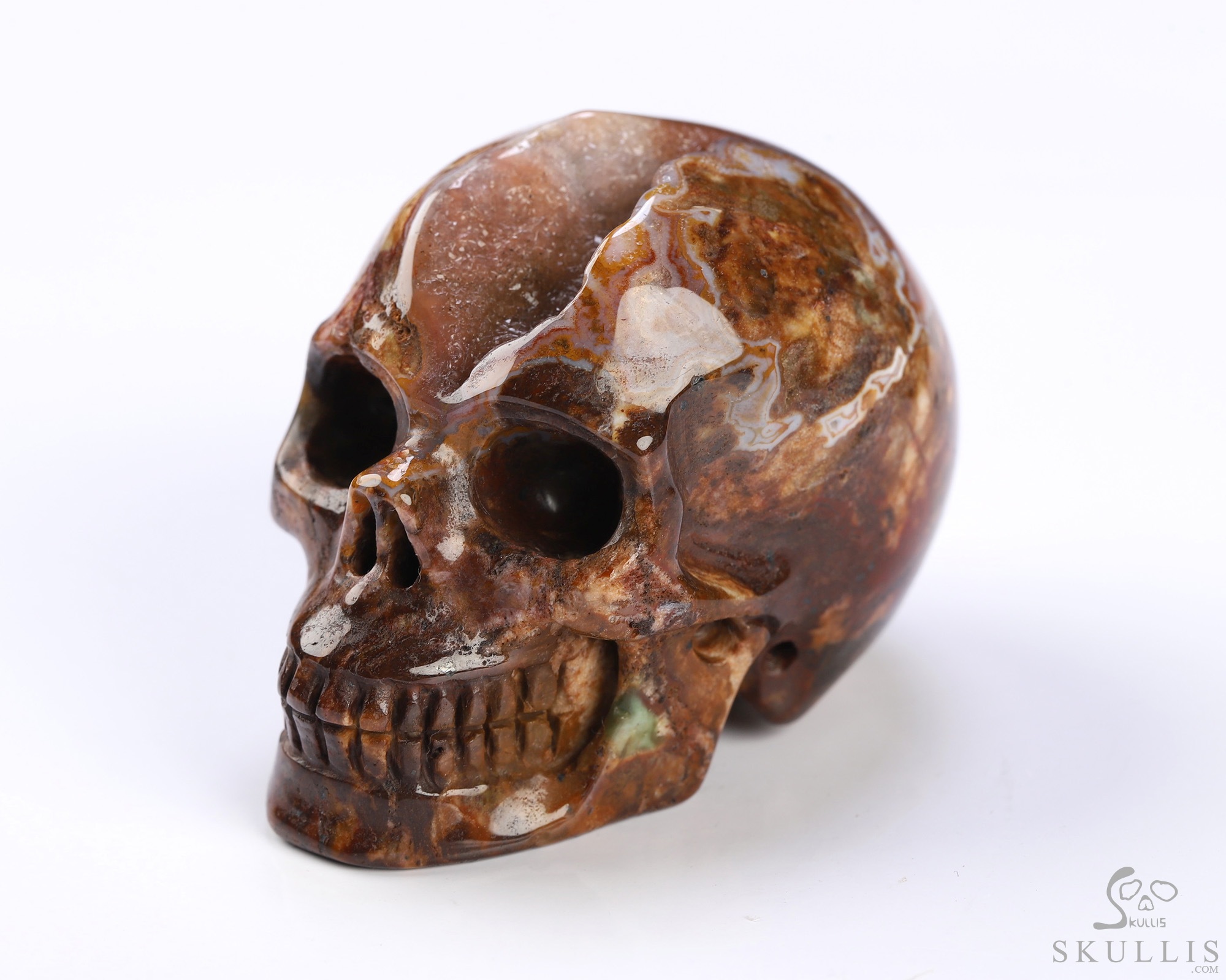 Gemstone 2.0" Red Crazy Lace Agate Hand Carved Crystal Skull, Realistic, Crystal Healing Gemstone 2.0" Red Crazy Lace Agate Hand Carved Crystal Skull, Realistic, Crystal Healing