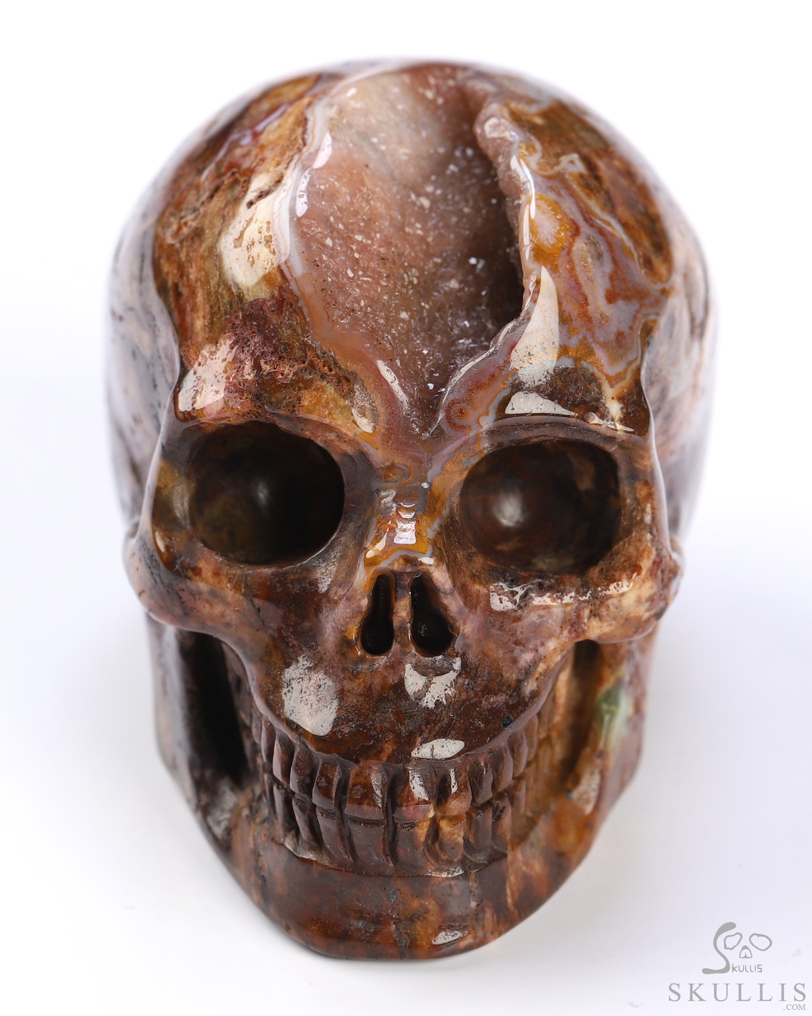 Gemstone 2.0" Red Crazy Lace Agate Hand Carved Crystal Skull, Realistic, Crystal Healing Gemstone 2.0" Red Crazy Lace Agate Hand Carved Crystal Skull, Realistic, Crystal Healing