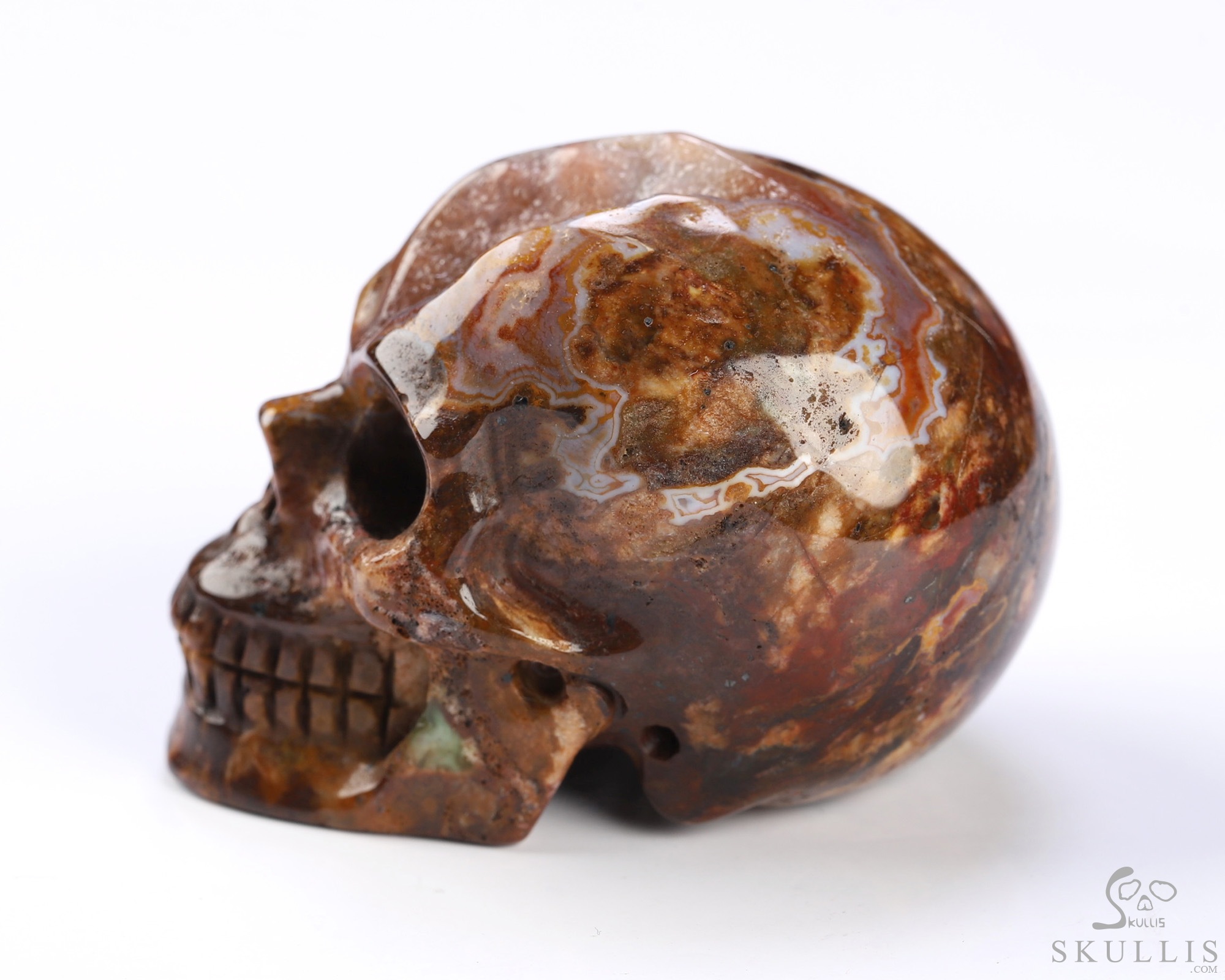Gemstone 2.0" Red Crazy Lace Agate Hand Carved Crystal Skull, Realistic, Crystal Healing Gemstone 2.0" Red Crazy Lace Agate Hand Carved Crystal Skull, Realistic, Crystal Healing