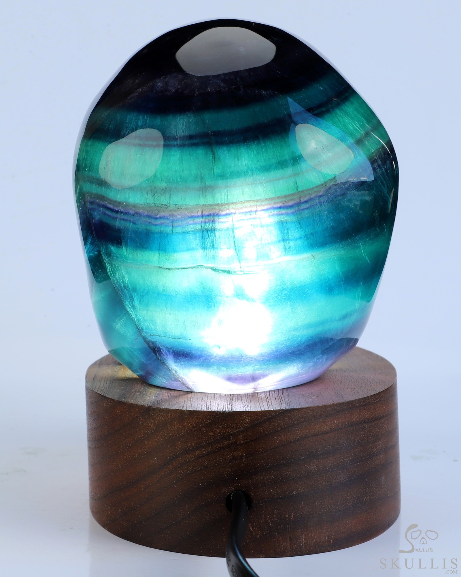 5.1" Fluorite Hand Carved Hollow Crystal Skull Lamp/Light with Led Stand, Crystal Healing 5.1" Fluorite Hand Carved Hollow Crystal Skull Lamp/Light with Led Stand, Crystal Healing
