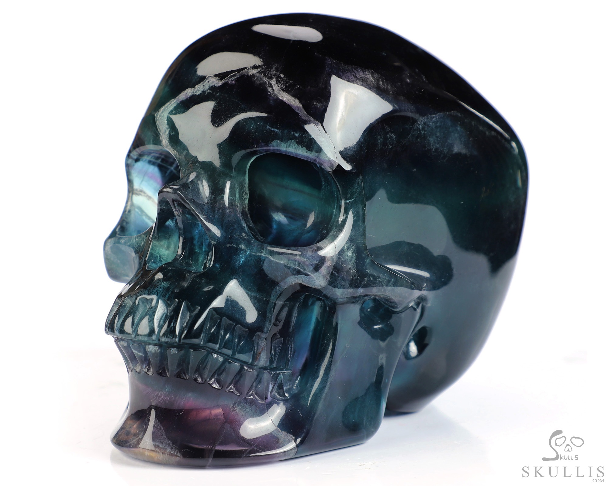 5.1" Fluorite Hand Carved Hollow Crystal Skull Lamp/Light with Led Stand, Crystal Healing 5.1" Fluorite Hand Carved Hollow Crystal Skull Lamp/Light with Led Stand, Crystal Healing