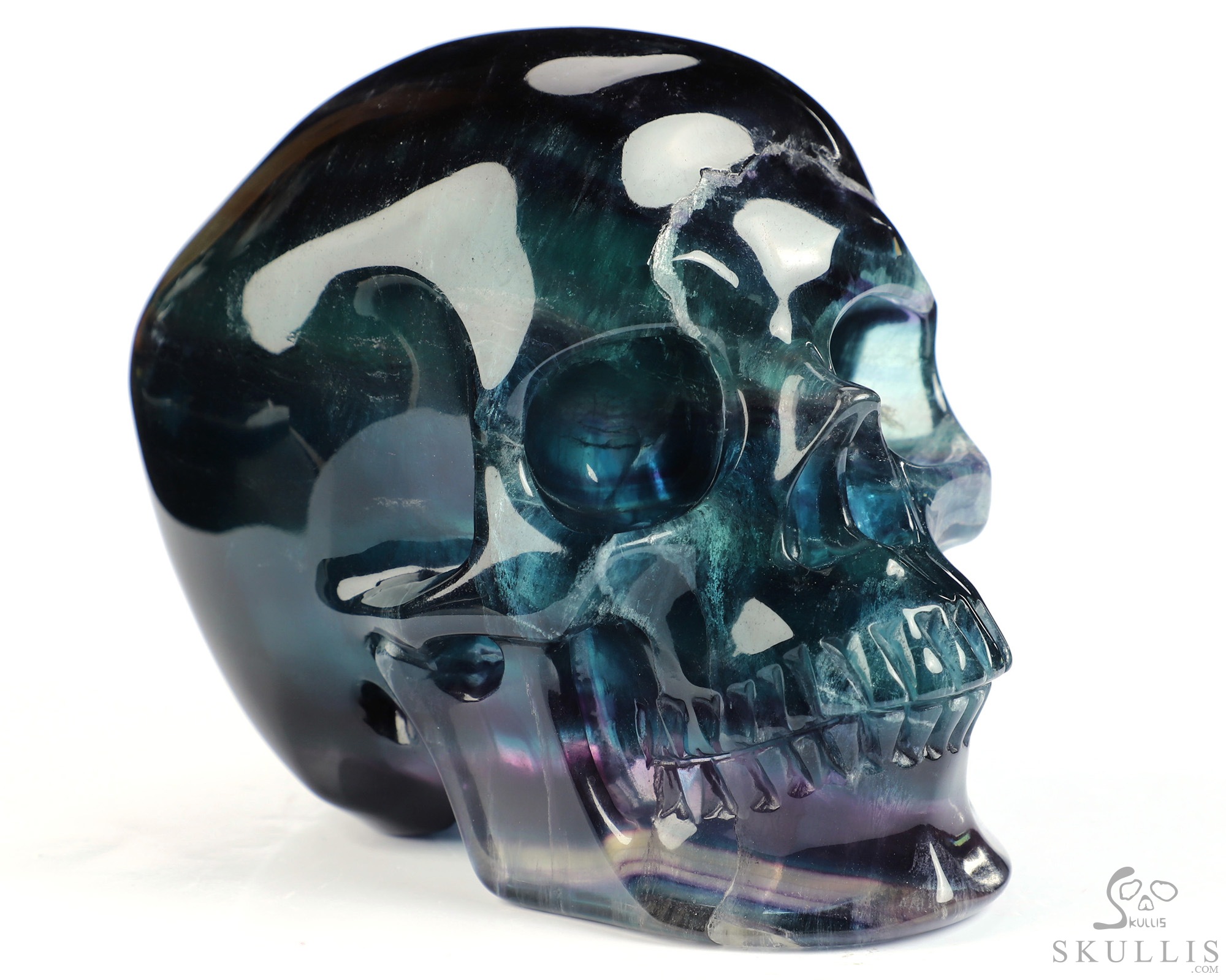 5.1" Fluorite Hand Carved Hollow Crystal Skull Lamp/Light with Led Stand, Crystal Healing 5.1" Fluorite Hand Carved Hollow Crystal Skull Lamp/Light with Led Stand, Crystal Healing
