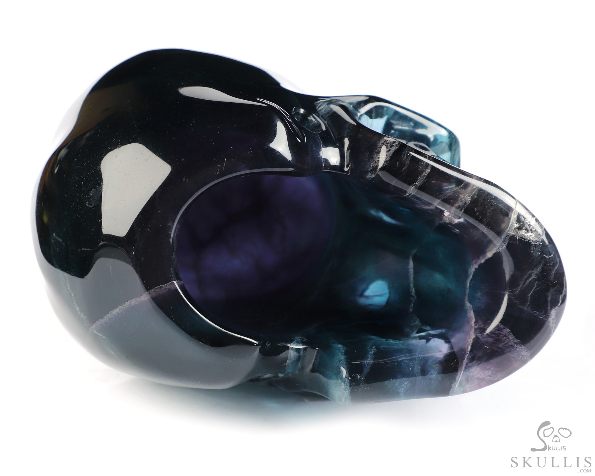 5.1" Fluorite Hand Carved Hollow Crystal Skull Lamp/Light with Led Stand, Crystal Healing 5.1" Fluorite Hand Carved Hollow Crystal Skull Lamp/Light with Led Stand, Crystal Healing