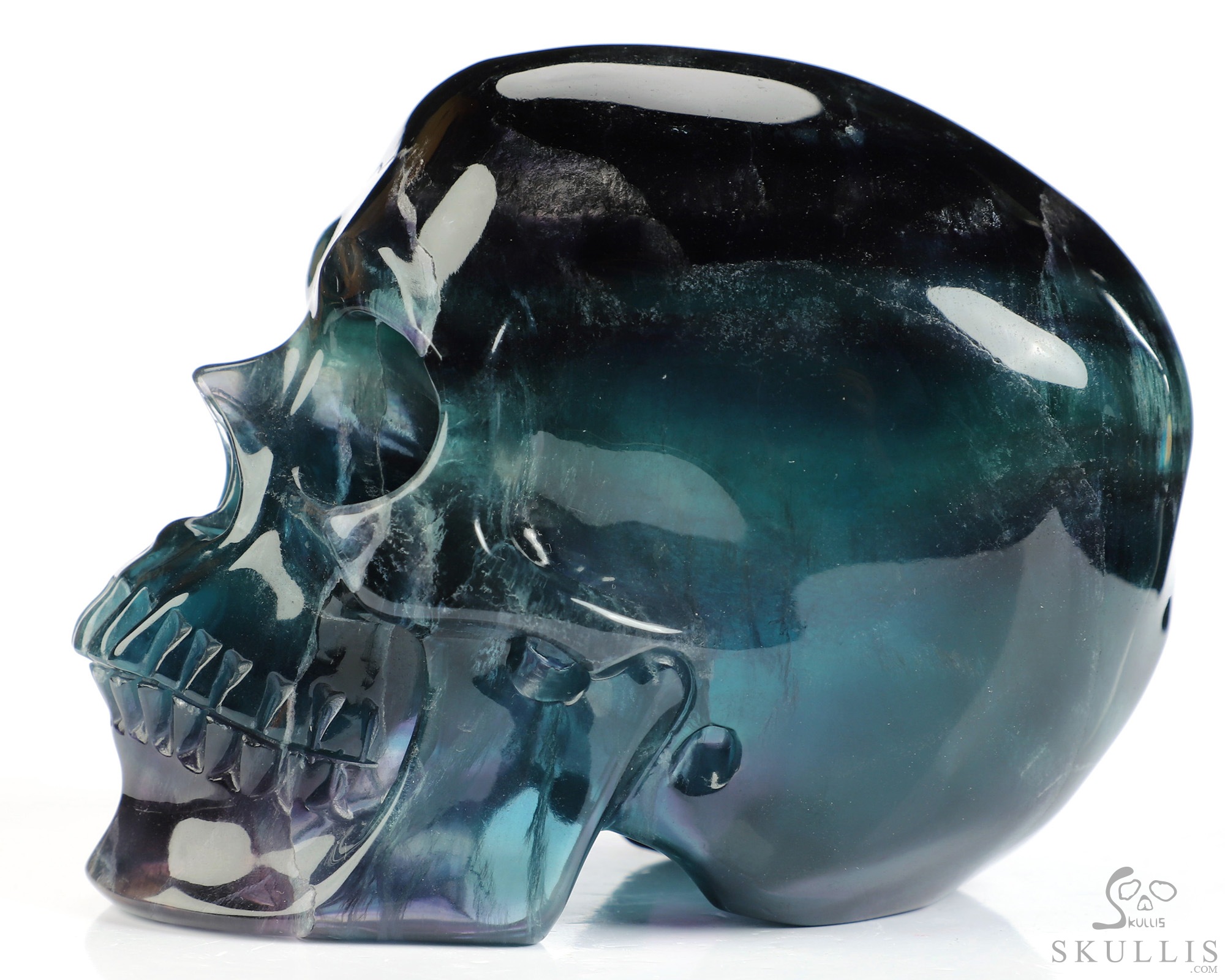 5.1" Fluorite Hand Carved Hollow Crystal Skull Lamp/Light with Led Stand, Crystal Healing 5.1" Fluorite Hand Carved Hollow Crystal Skull Lamp/Light with Led Stand, Crystal Healing