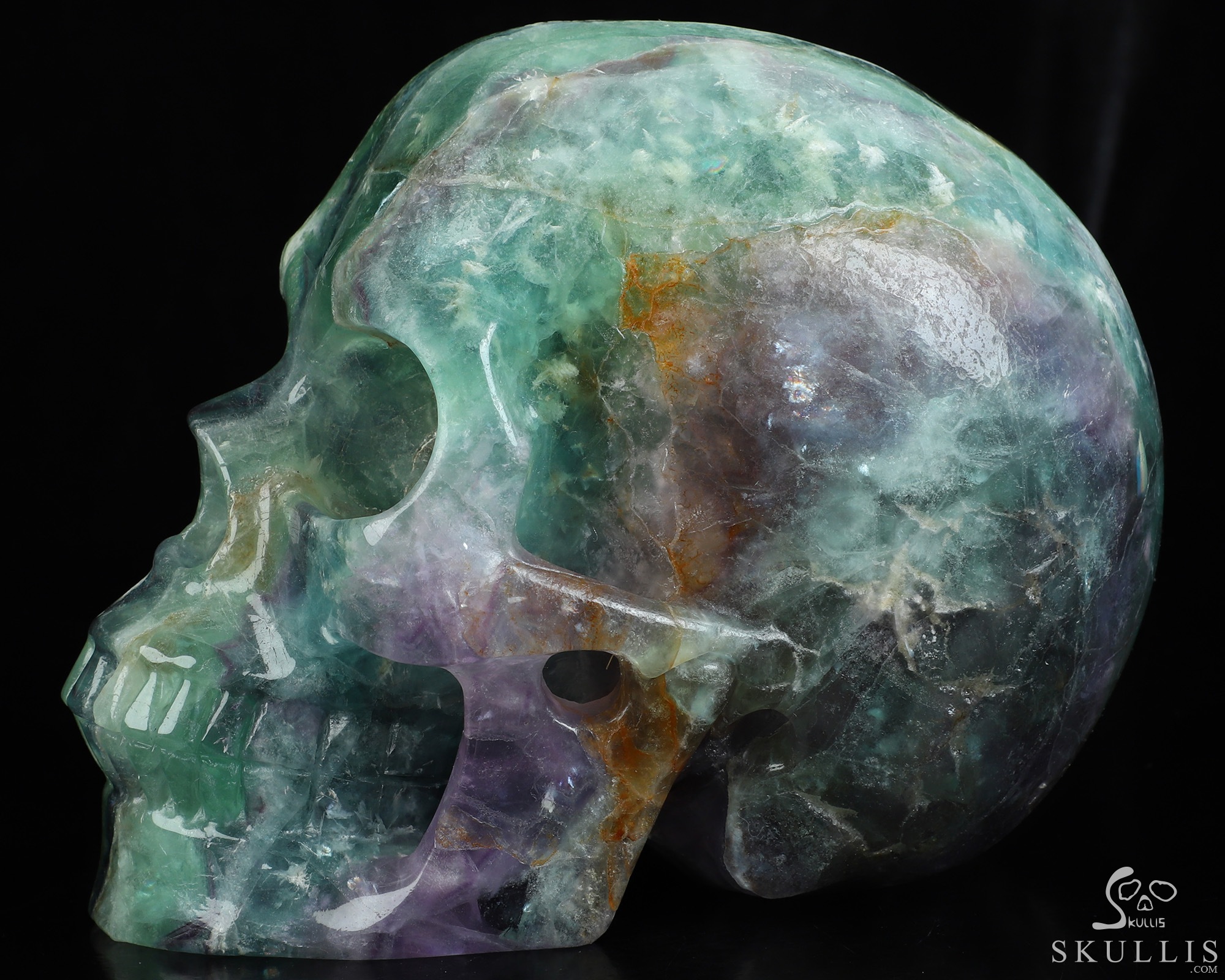 Lifesized 6.7" Fluorite Hand Carved Crystal Skull, Realistic, Crystal Healing Lifesized 6.7" Fluorite Hand Carved Crystal Skull, Realistic, Crystal Healing