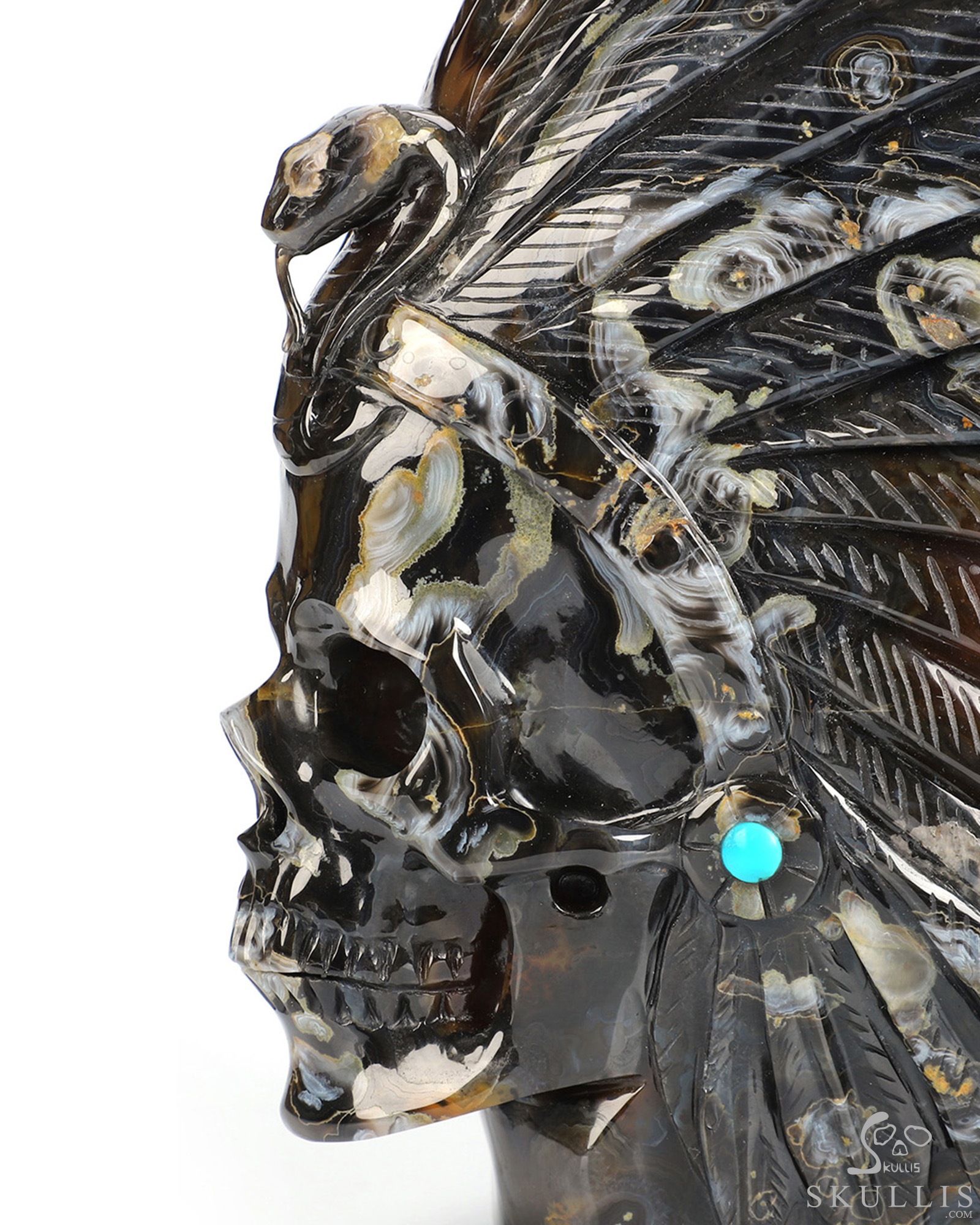 9.7" Premium Brazilian Agate Geode Hand Carved Crystal Indian Crystal Skull and Snake Sculpture, Crystal Healing 9.7" Premium Brazilian Agate Geode Hand Carved Crystal Indian Crystal Skull and Snake Sculpture, Crystal Healing