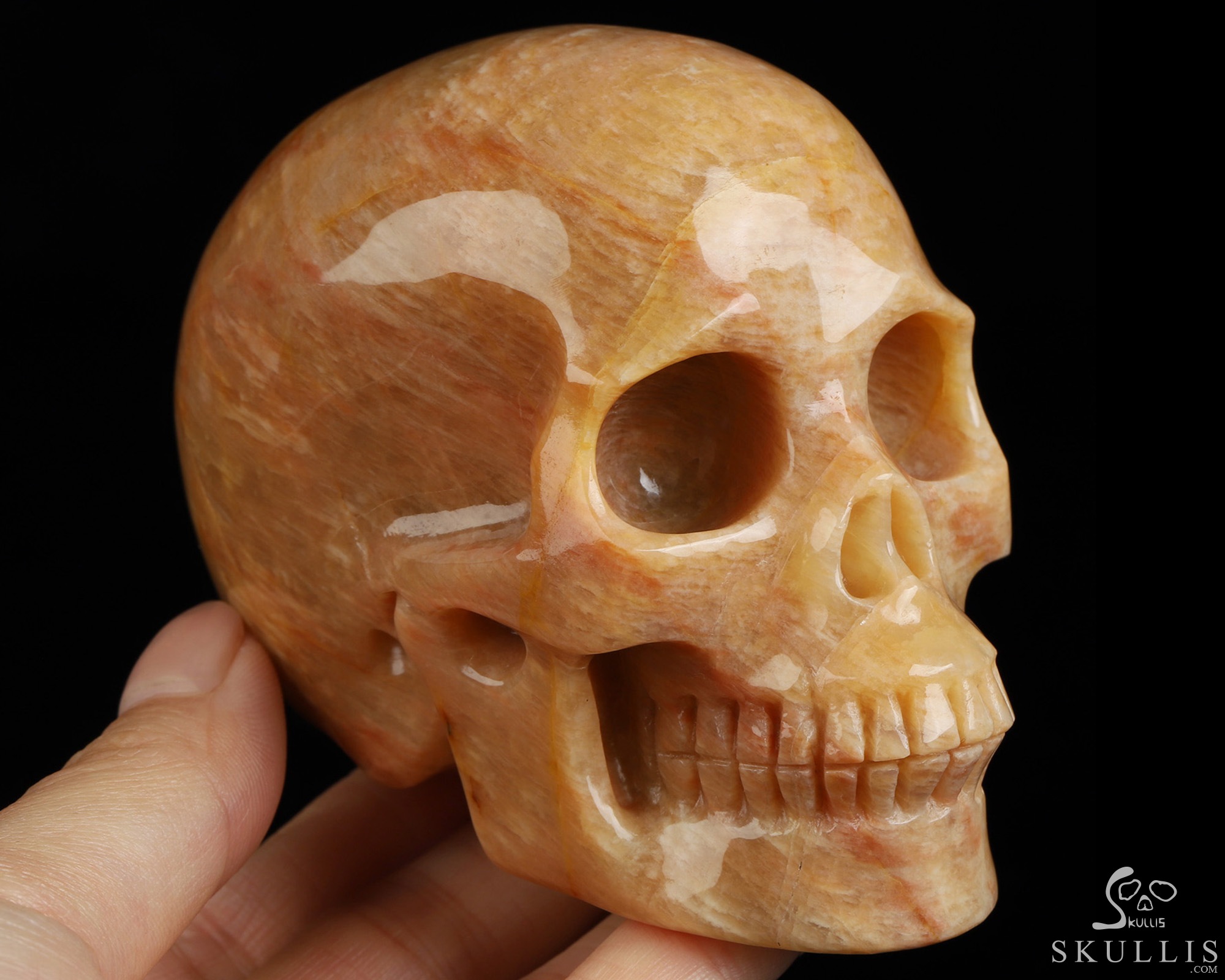 3.5" Sunstone Hand Carved Crystal Skull, Realistic, Crystal Healing 3.5" Sunstone Hand Carved Crystal Skull, Realistic, Crystal Healing