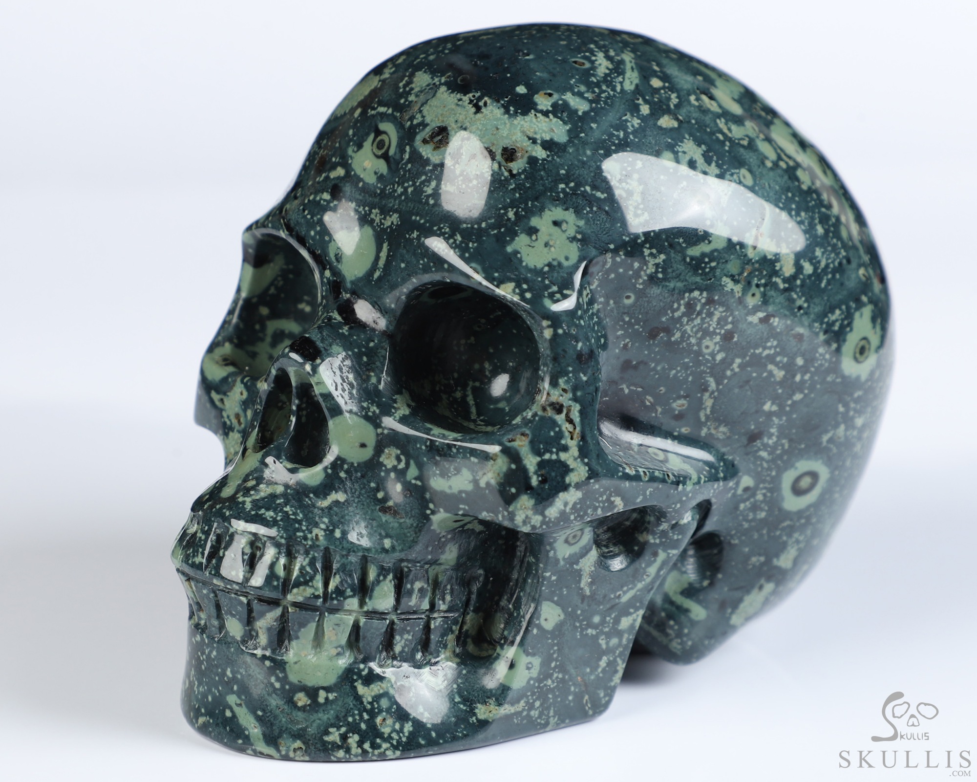 3.5" Kambaba Jasper Hand Carved Crystal Skull, Realistic, Crystal Healing 3.5" Kambaba Jasper Hand Carved Crystal Skull, Realistic, Crystal Healing