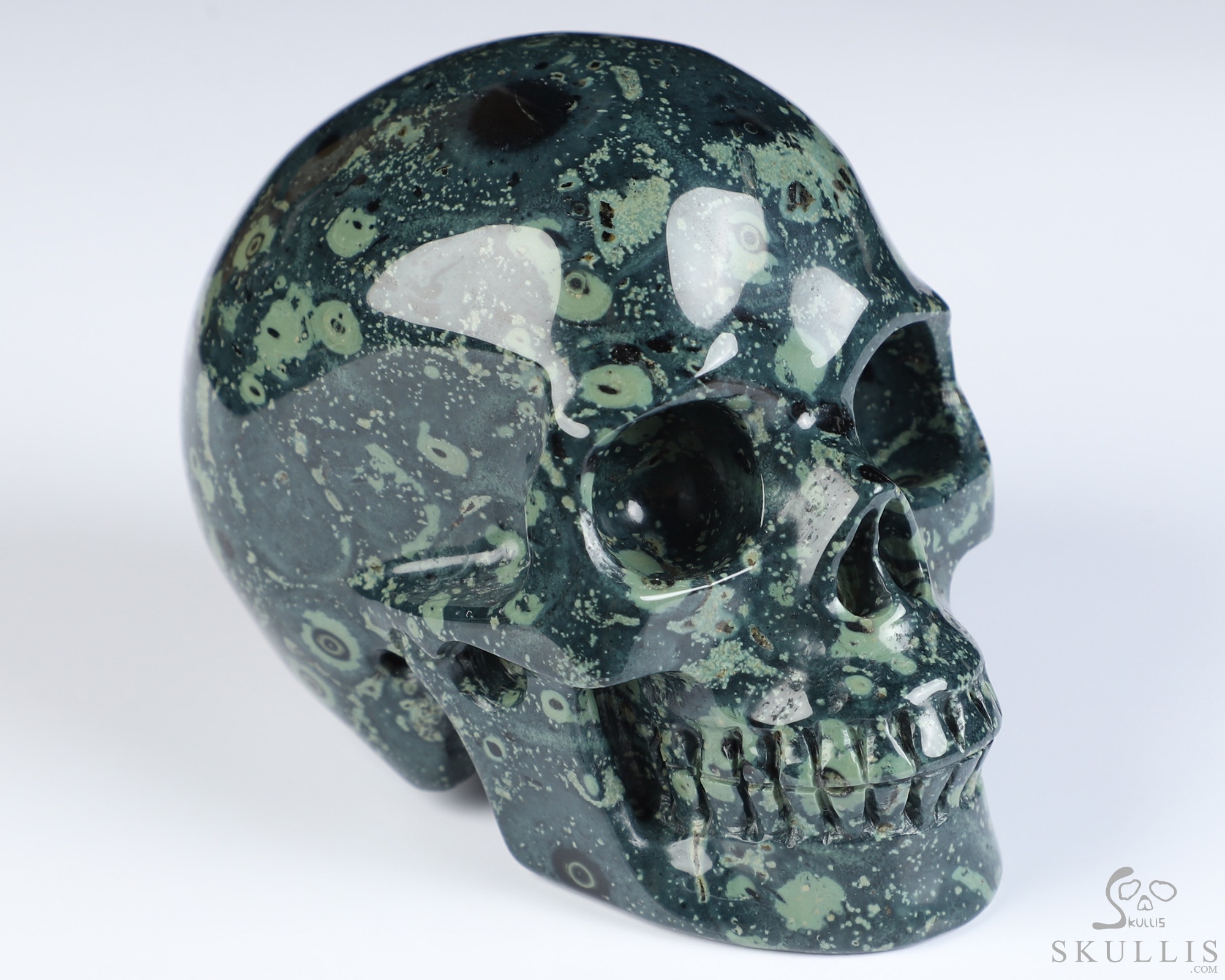 3.5" Kambaba Jasper Hand Carved Crystal Skull, Realistic, Crystal Healing 3.5" Kambaba Jasper Hand Carved Crystal Skull, Realistic, Crystal Healing