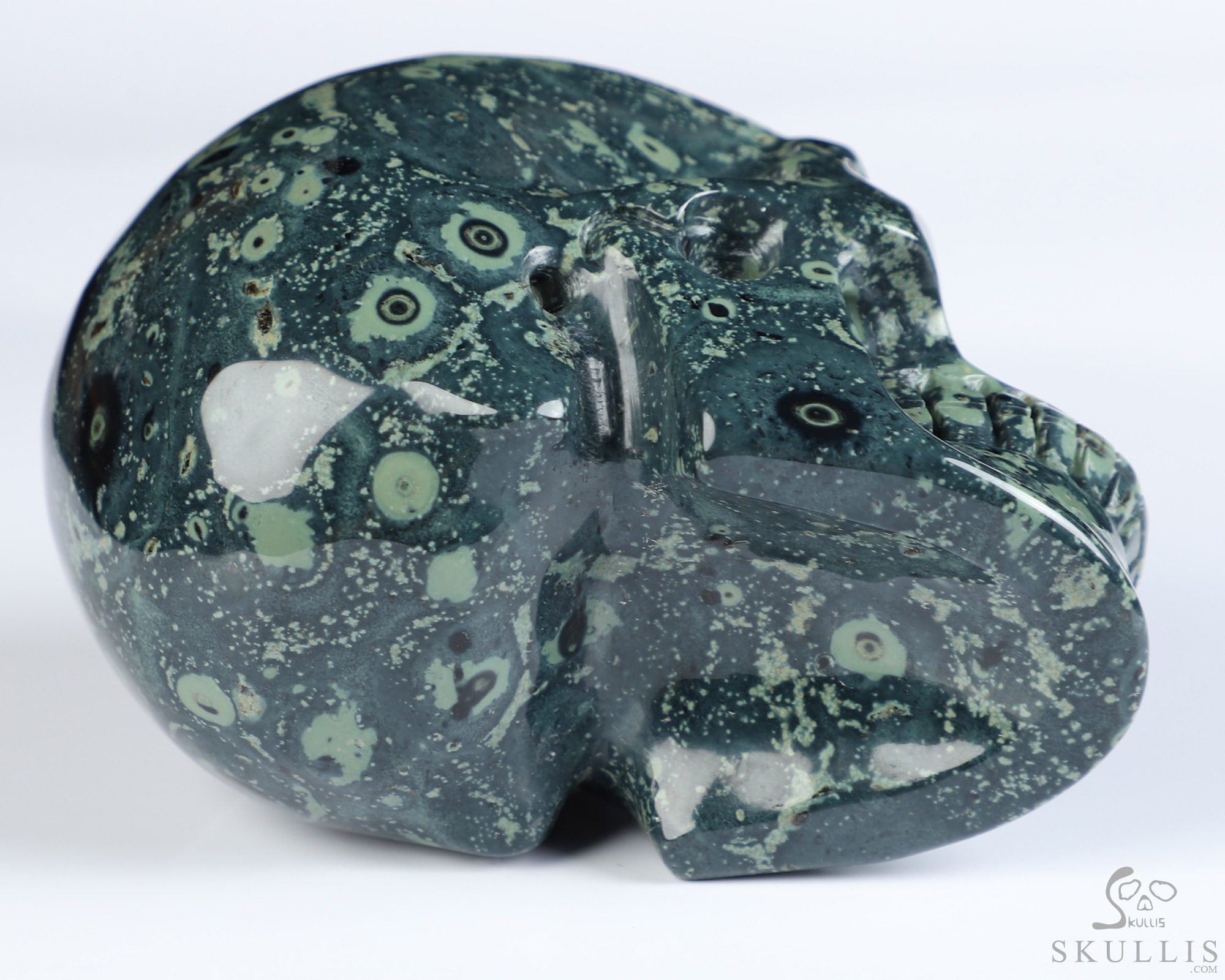 3.5" Kambaba Jasper Hand Carved Crystal Skull, Realistic, Crystal Healing 3.5" Kambaba Jasper Hand Carved Crystal Skull, Realistic, Crystal Healing