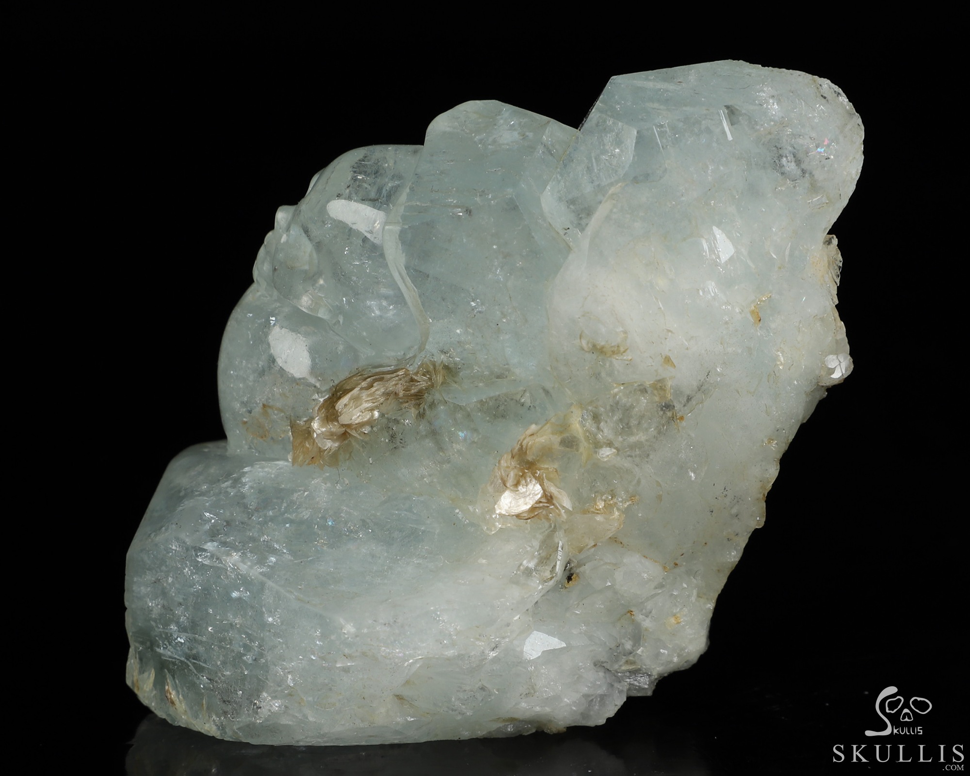 Gemstone 2.7" Aquamarine Hand Carved Crystal Skull Fine Art Sculpture, Crystal Healing Gemstone 2.7" Aquamarine Hand Carved Crystal Skull Fine Art Sculpture, Crystal Healing