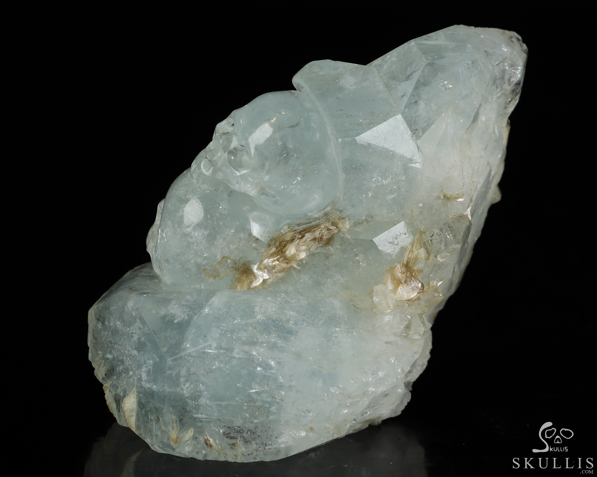 Gemstone 2.7" Aquamarine Hand Carved Crystal Skull Fine Art Sculpture, Crystal Healing Gemstone 2.7" Aquamarine Hand Carved Crystal Skull Fine Art Sculpture, Crystal Healing