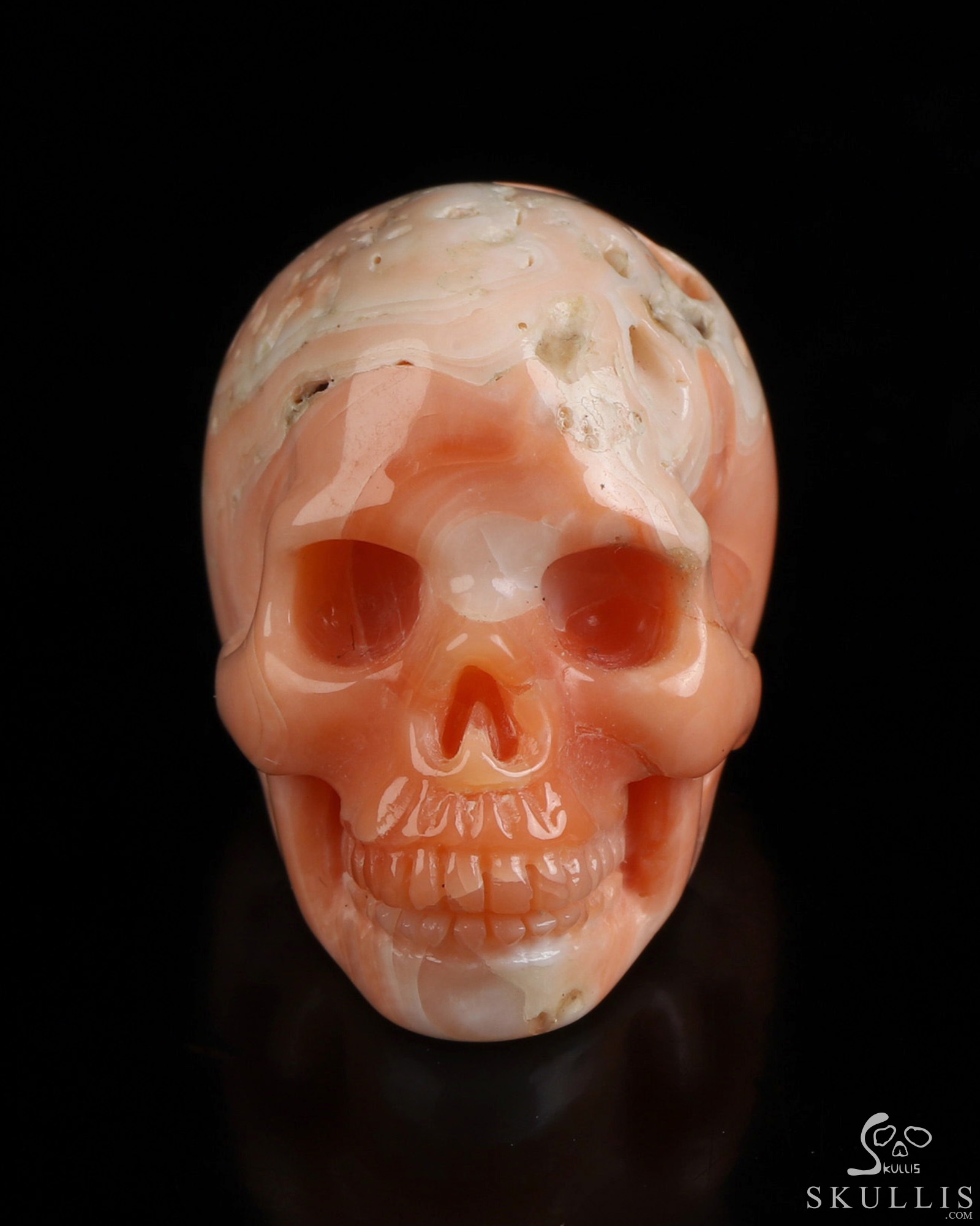 1.1" Pink Coral Hand Carved Crystal Skull, Realistic, Crystal Healing 1.1" Pink Coral Hand Carved Crystal Skull, Realistic, Crystal Healing