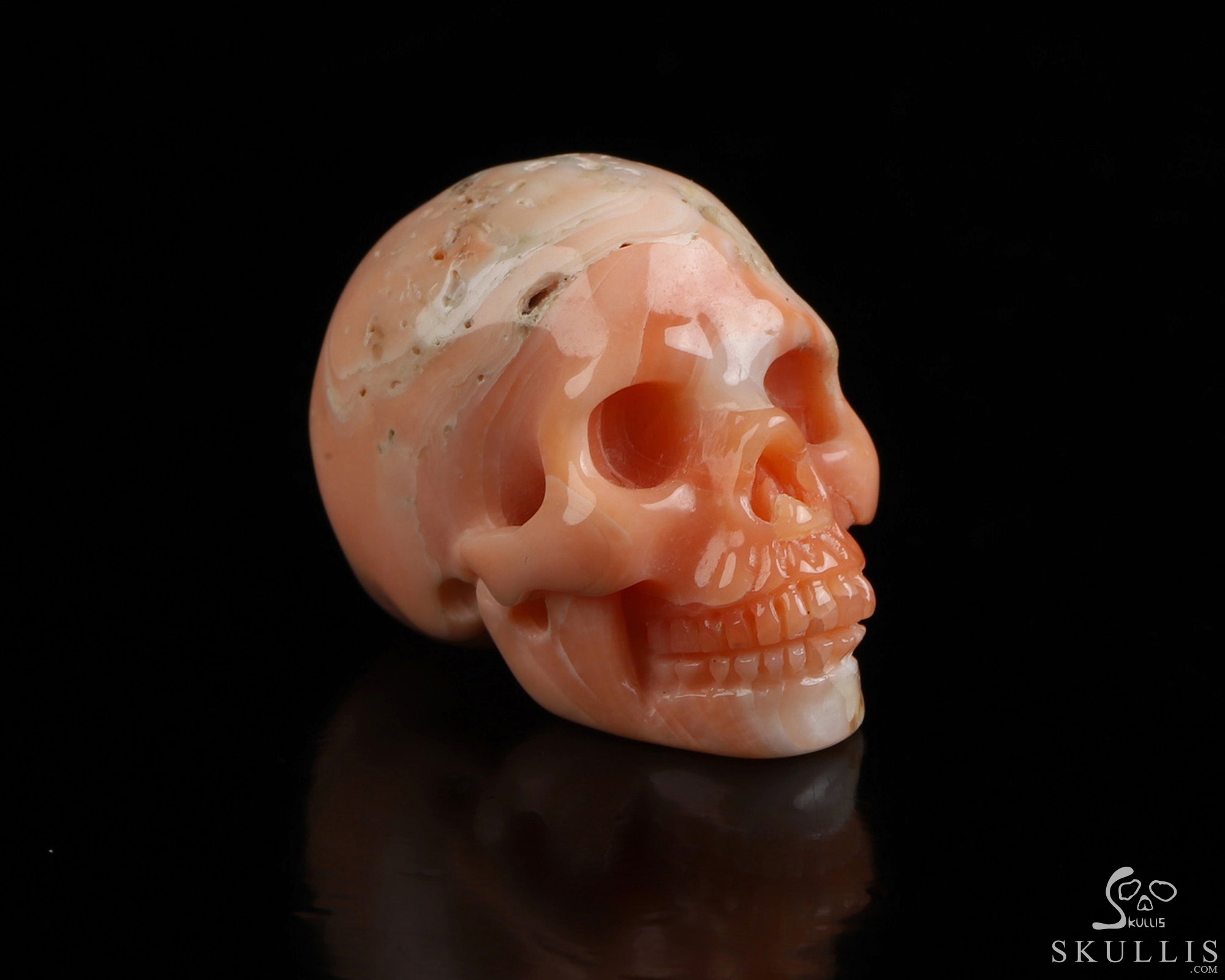 1.1" Pink Coral Hand Carved Crystal Skull, Realistic, Crystal Healing 1.1" Pink Coral Hand Carved Crystal Skull, Realistic, Crystal Healing
