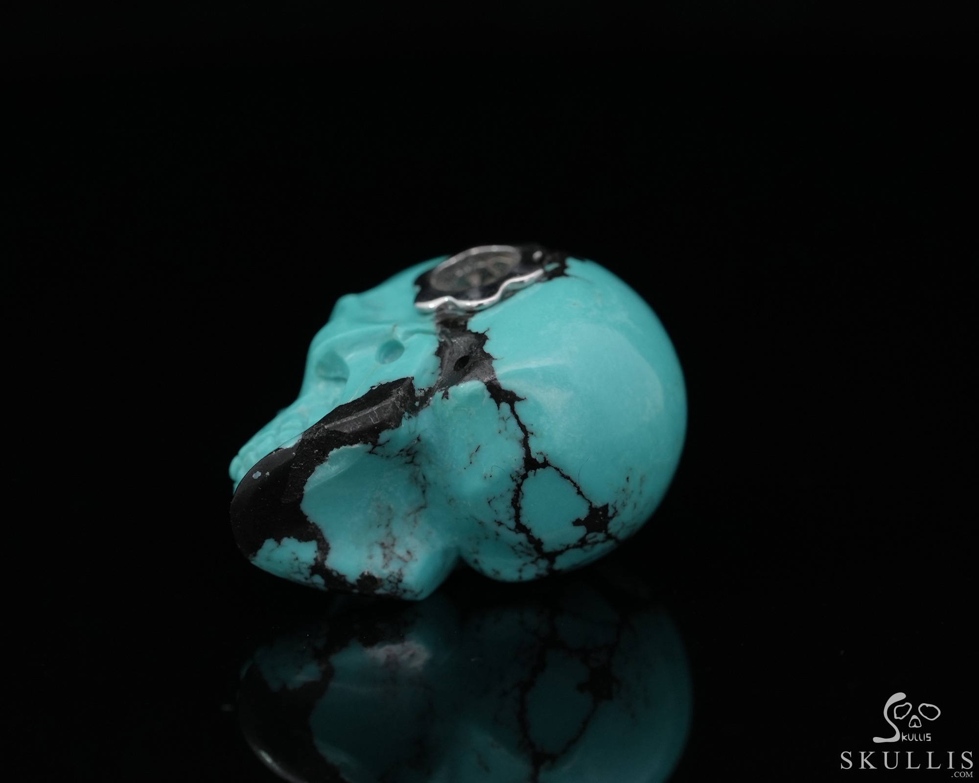 Gemstone Necklace of 0.7" Turquoise Hand Carved Crystal Skull Pendant, Skull Jewelry Gemstone Necklace of 0.7" Turquoise Hand Carved Crystal Skull Pendant, Skull Jewelry