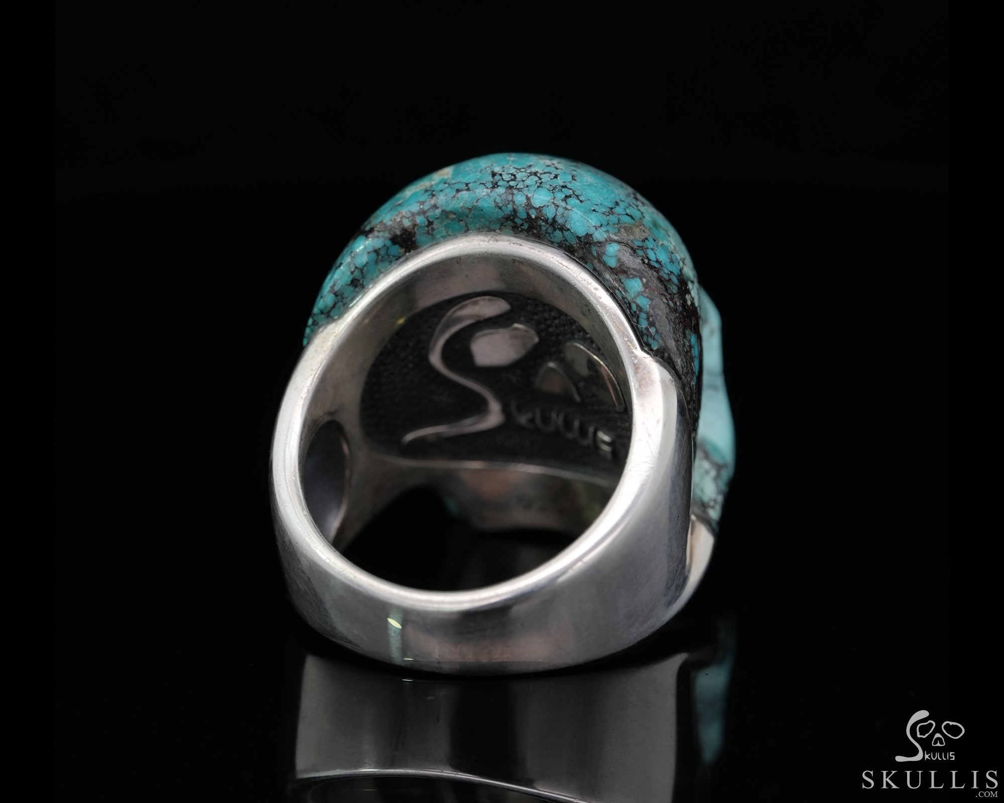 US Size 9# Gemstone Turquoise Hand Carved Crystal Skull Ring, Skull Jewelry US Size 9# Gemstone Turquoise Hand Carved Crystal Skull Ring, Skull Jewelry
