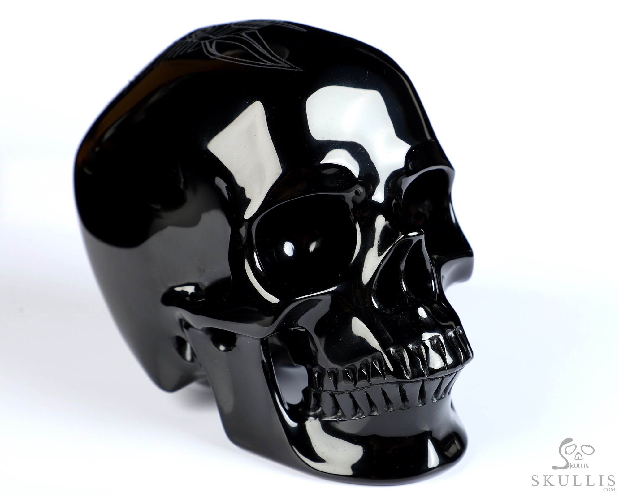 5.1" Black Obsidian Hand Carved Crystal Skull and Anubis, Super Realistic, Crystal Healing 5.1" Black Obsidian Hand Carved Crystal Skull and Anubis, Super Realistic, Crystal Healing