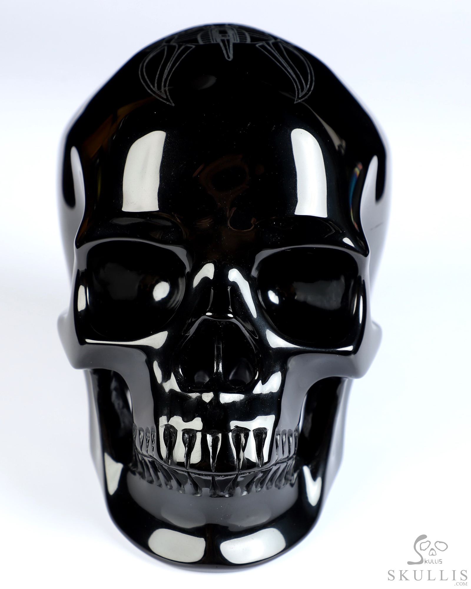 5.1" Black Obsidian Hand Carved Crystal Skull and Anubis, Super Realistic, Crystal Healing 5.1" Black Obsidian Hand Carved Crystal Skull and Anubis, Super Realistic, Crystal Healing