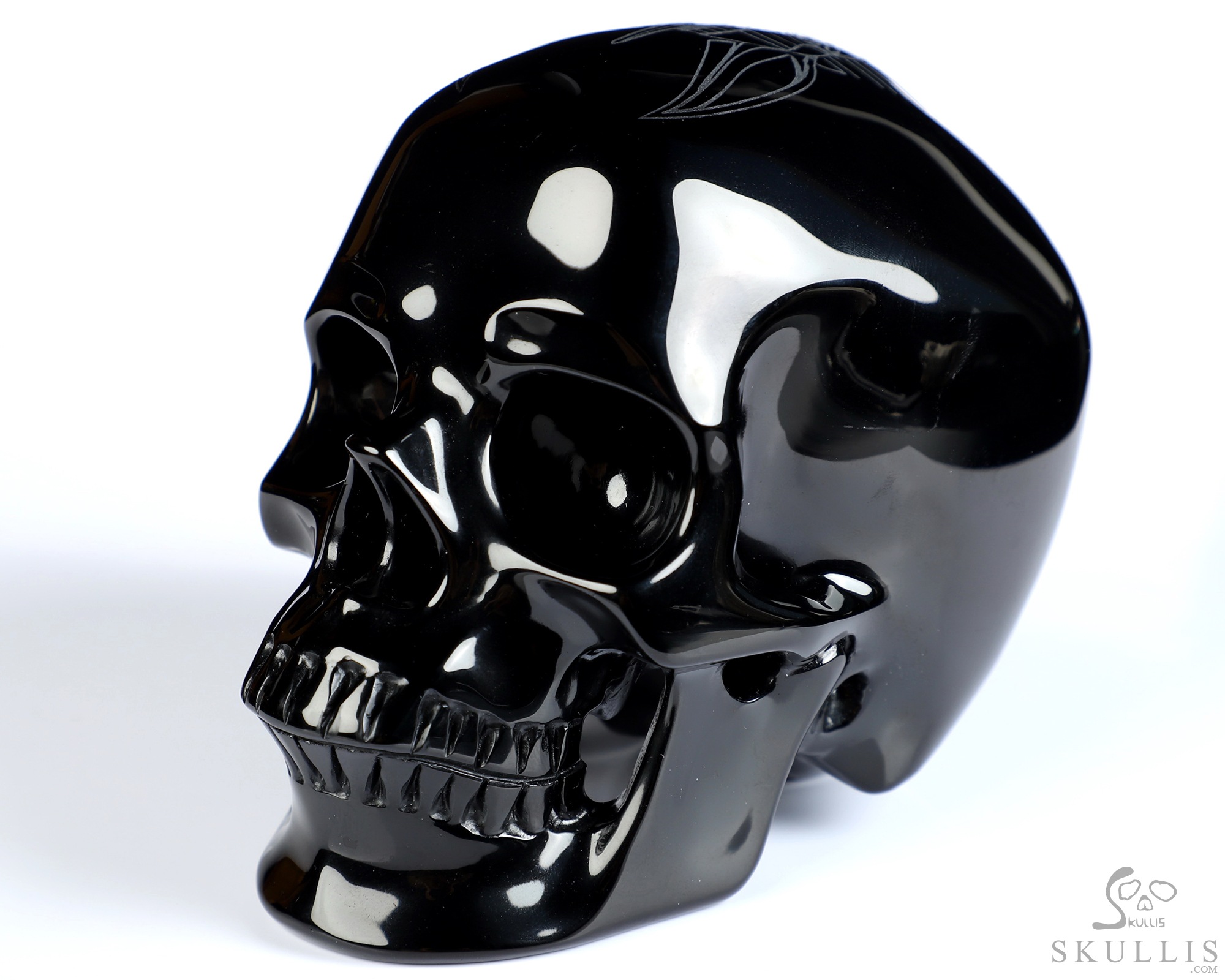 5.1" Black Obsidian Hand Carved Crystal Skull and Anubis, Super Realistic, Crystal Healing 5.1" Black Obsidian Hand Carved Crystal Skull and Anubis, Super Realistic, Crystal Healing