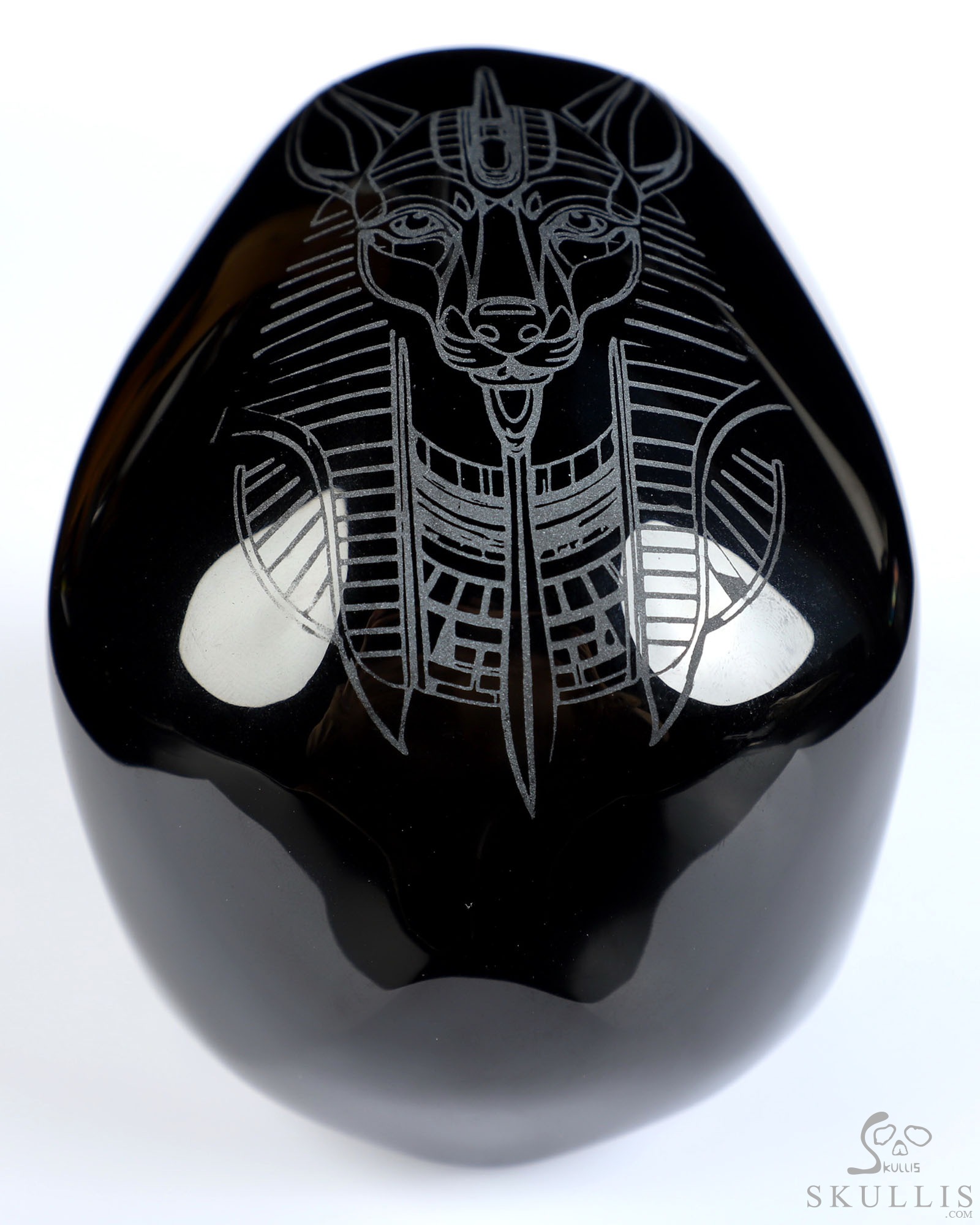 5.1" Black Obsidian Hand Carved Crystal Skull and Anubis, Super Realistic, Crystal Healing 5.1" Black Obsidian Hand Carved Crystal Skull and Anubis, Super Realistic, Crystal Healing