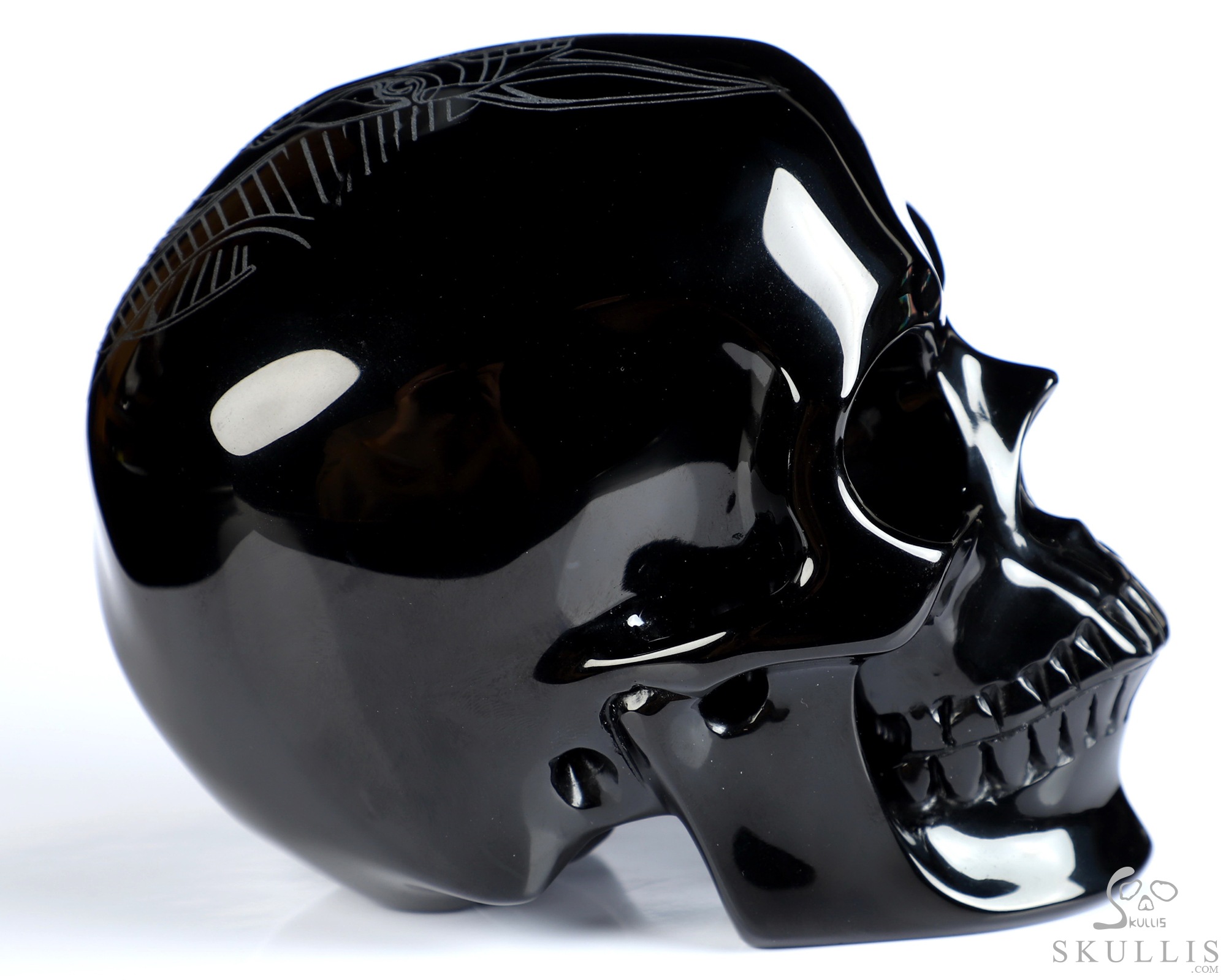 5.1" Black Obsidian Hand Carved Crystal Skull and Anubis, Super Realistic, Crystal Healing 5.1" Black Obsidian Hand Carved Crystal Skull and Anubis, Super Realistic, Crystal Healing