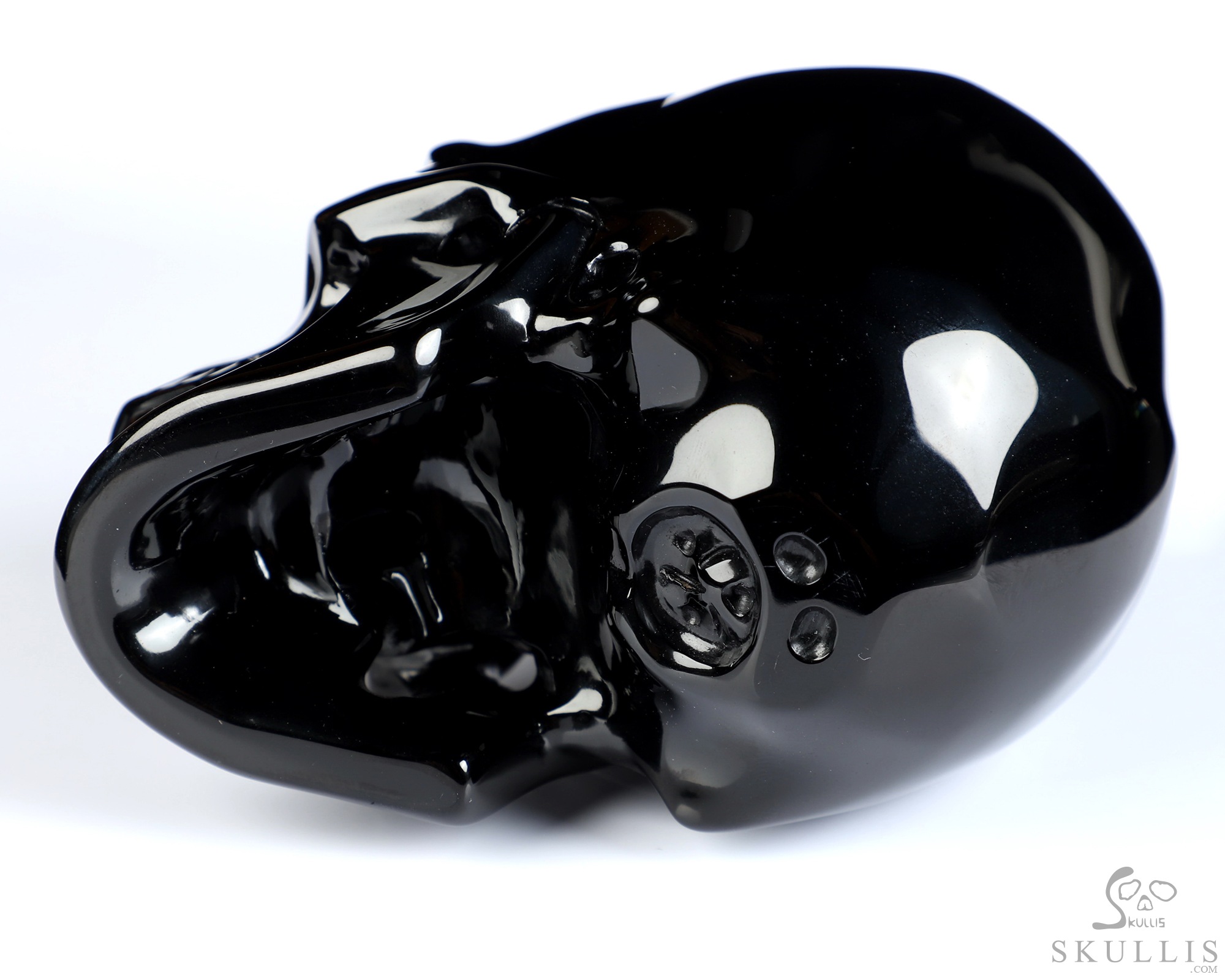 5.1" Black Obsidian Hand Carved Crystal Skull and Anubis, Super Realistic, Crystal Healing 5.1" Black Obsidian Hand Carved Crystal Skull and Anubis, Super Realistic, Crystal Healing