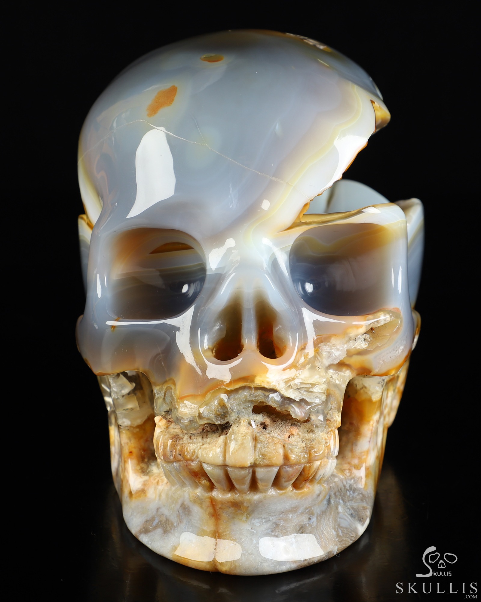 Lifesized 7.7" Agate Geode Hand Carved Crystal Skull, Super Realistic, Crystal Healing Lifesized 7.7" Agate Geode Hand Carved Crystal Skull, Super Realistic, Crystal Healing