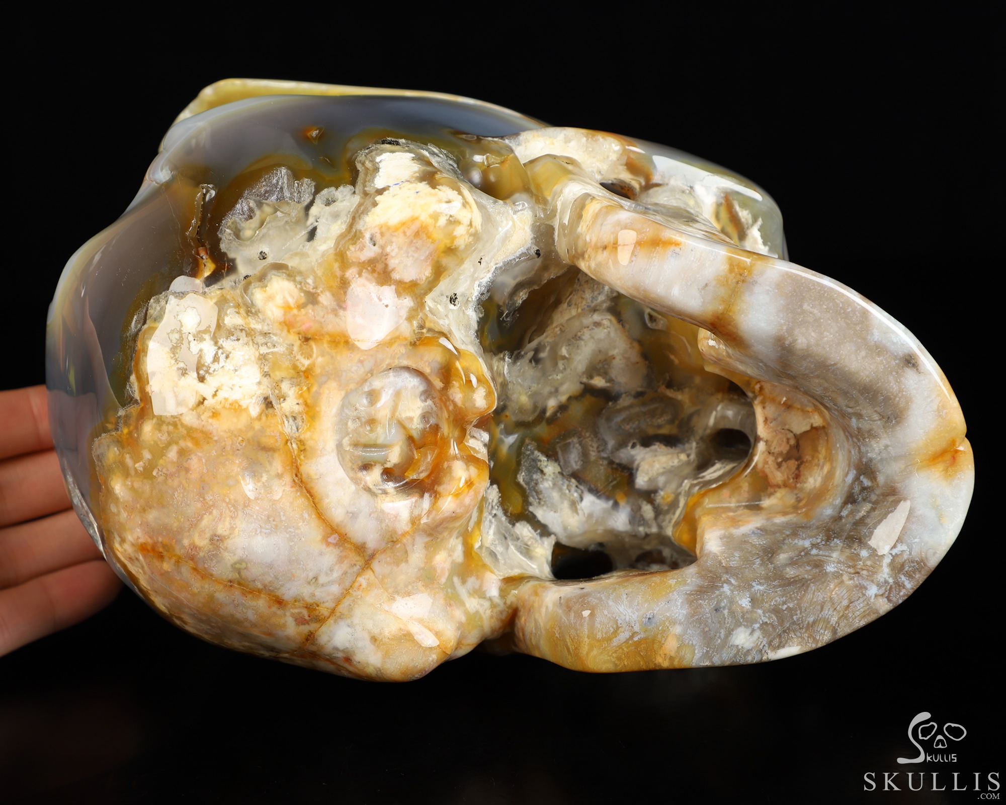 Lifesized 7.7" Agate Geode Hand Carved Crystal Skull, Super Realistic, Crystal Healing Lifesized 7.7" Agate Geode Hand Carved Crystal Skull, Super Realistic, Crystal Healing
