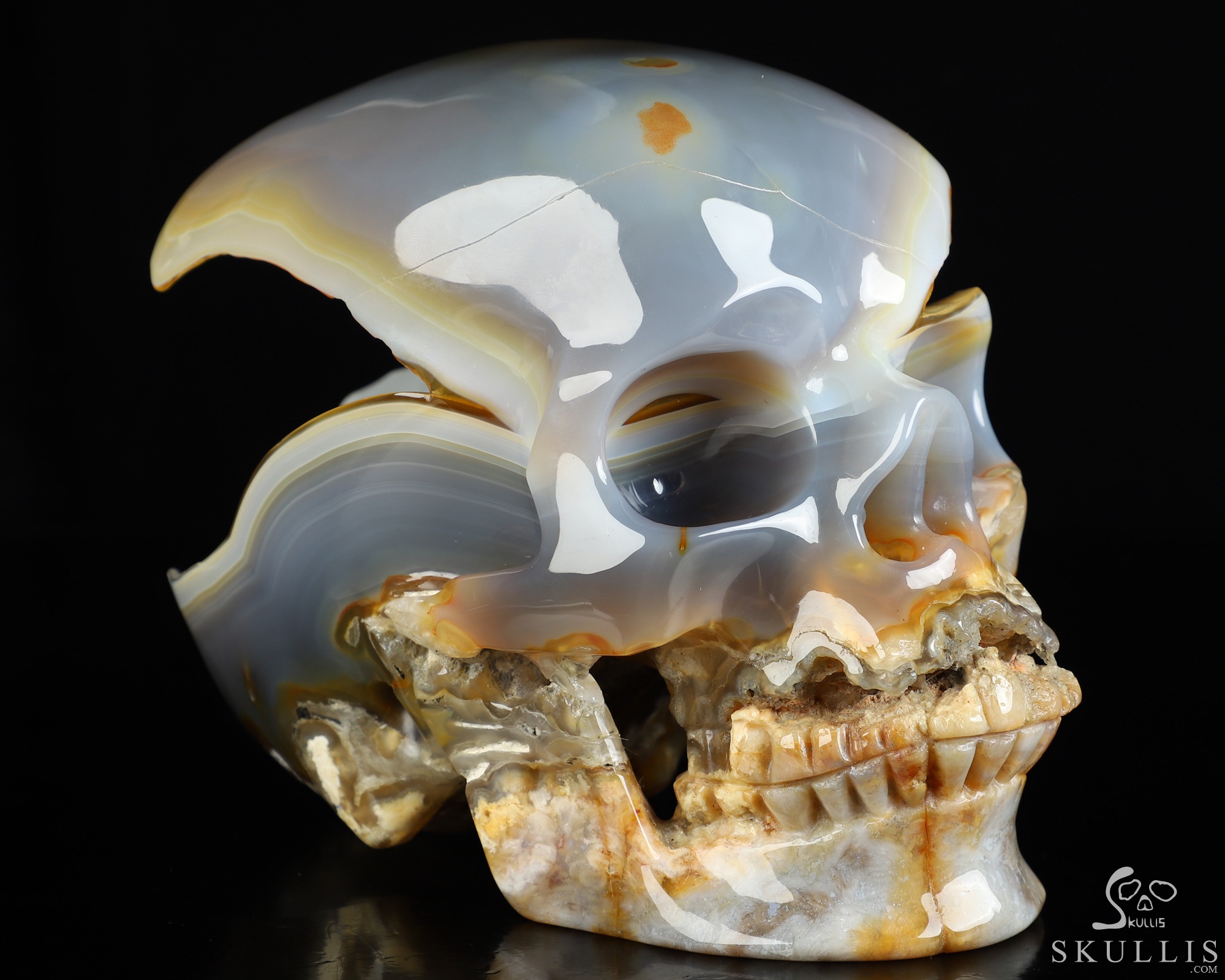 Lifesized 7.7" Agate Geode Hand Carved Crystal Skull, Super Realistic, Crystal Healing Lifesized 7.7" Agate Geode Hand Carved Crystal Skull, Super Realistic, Crystal Healing
