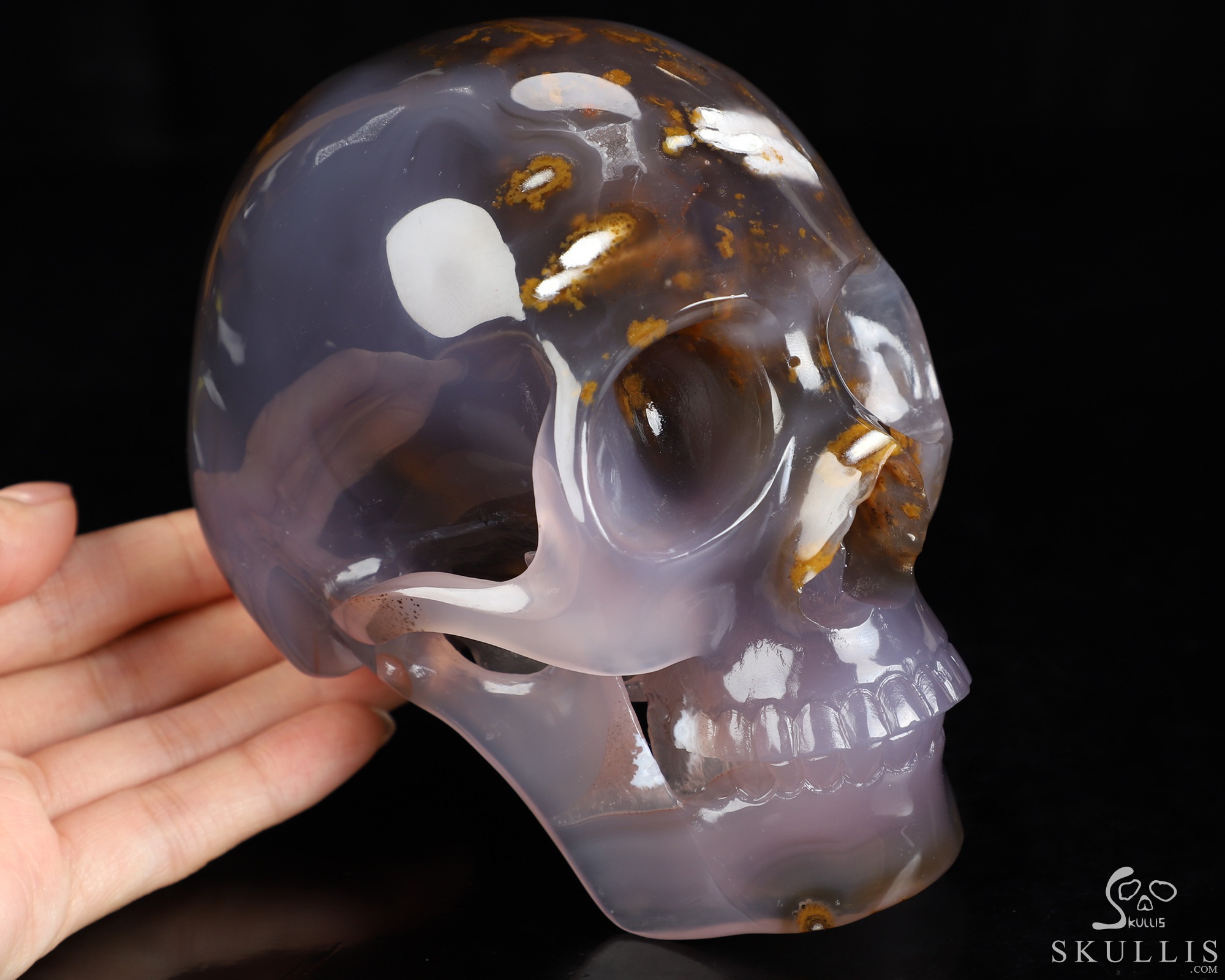 5.5" Agate Hand Carved Crystal Skull Fine Art Sculpture, Crystal Healing 5.5" Agate Hand Carved Crystal Skull Fine Art Sculpture, Crystal Healing
