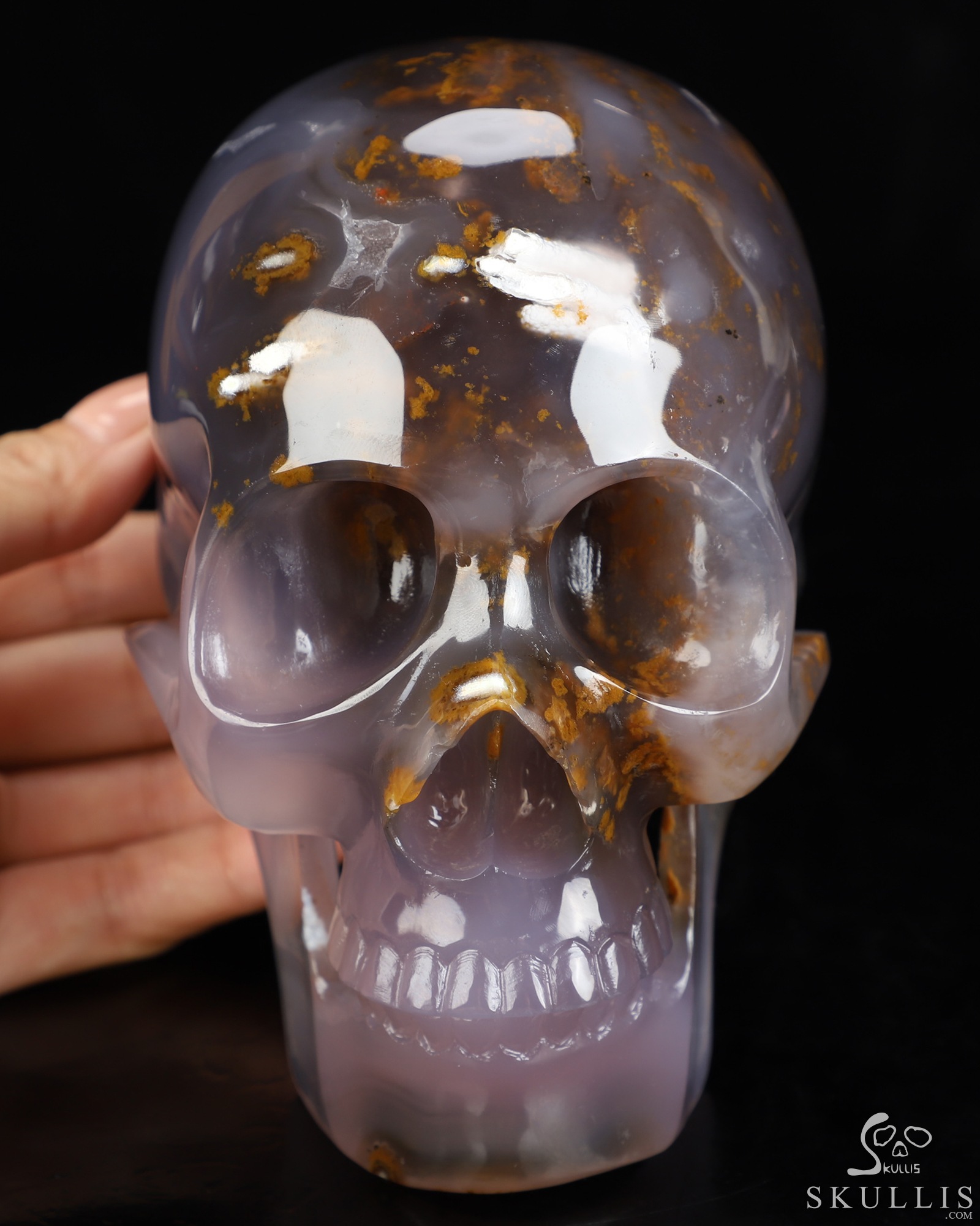 5.5" Agate Hand Carved Crystal Skull Fine Art Sculpture, Crystal Healing 5.5" Agate Hand Carved Crystal Skull Fine Art Sculpture, Crystal Healing