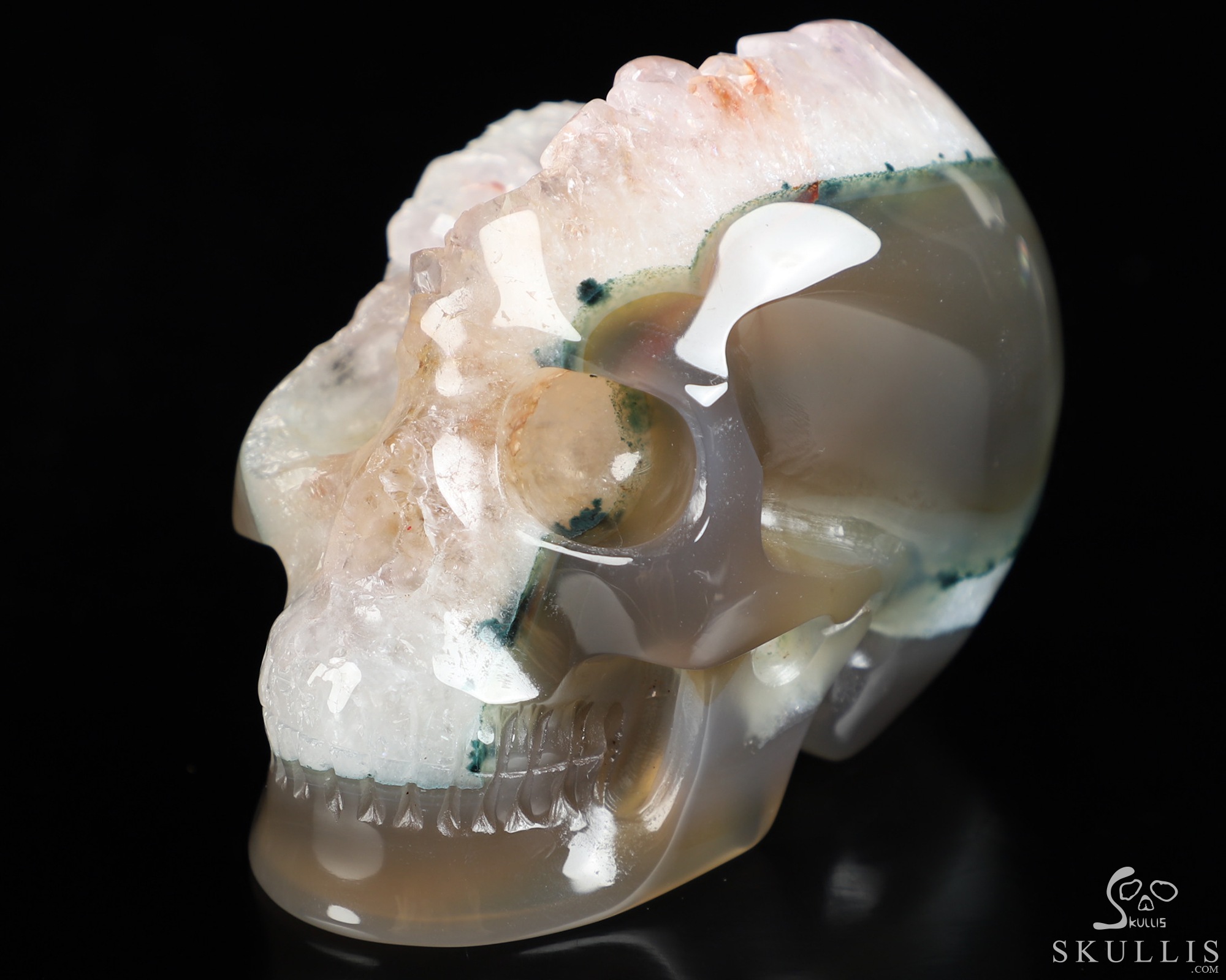 3.5" Agate Amethyst Geode Hand Carved Crystal Skull, Realistic, Crystal Healing 3.5" Agate Amethyst Geode Hand Carved Crystal Skull, Realistic, Crystal Healing