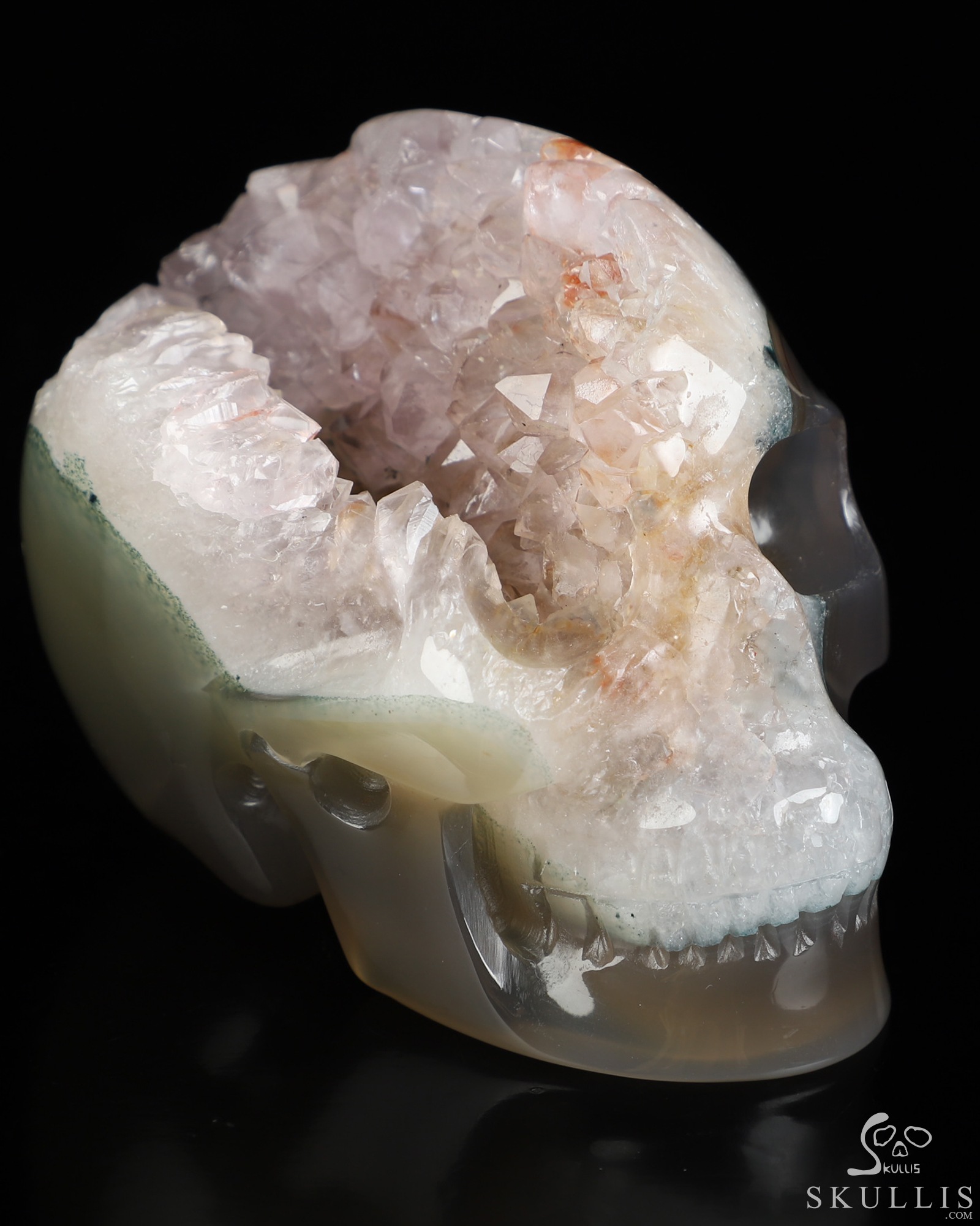 3.5" Agate Amethyst Geode Hand Carved Crystal Skull, Realistic, Crystal Healing 3.5" Agate Amethyst Geode Hand Carved Crystal Skull, Realistic, Crystal Healing