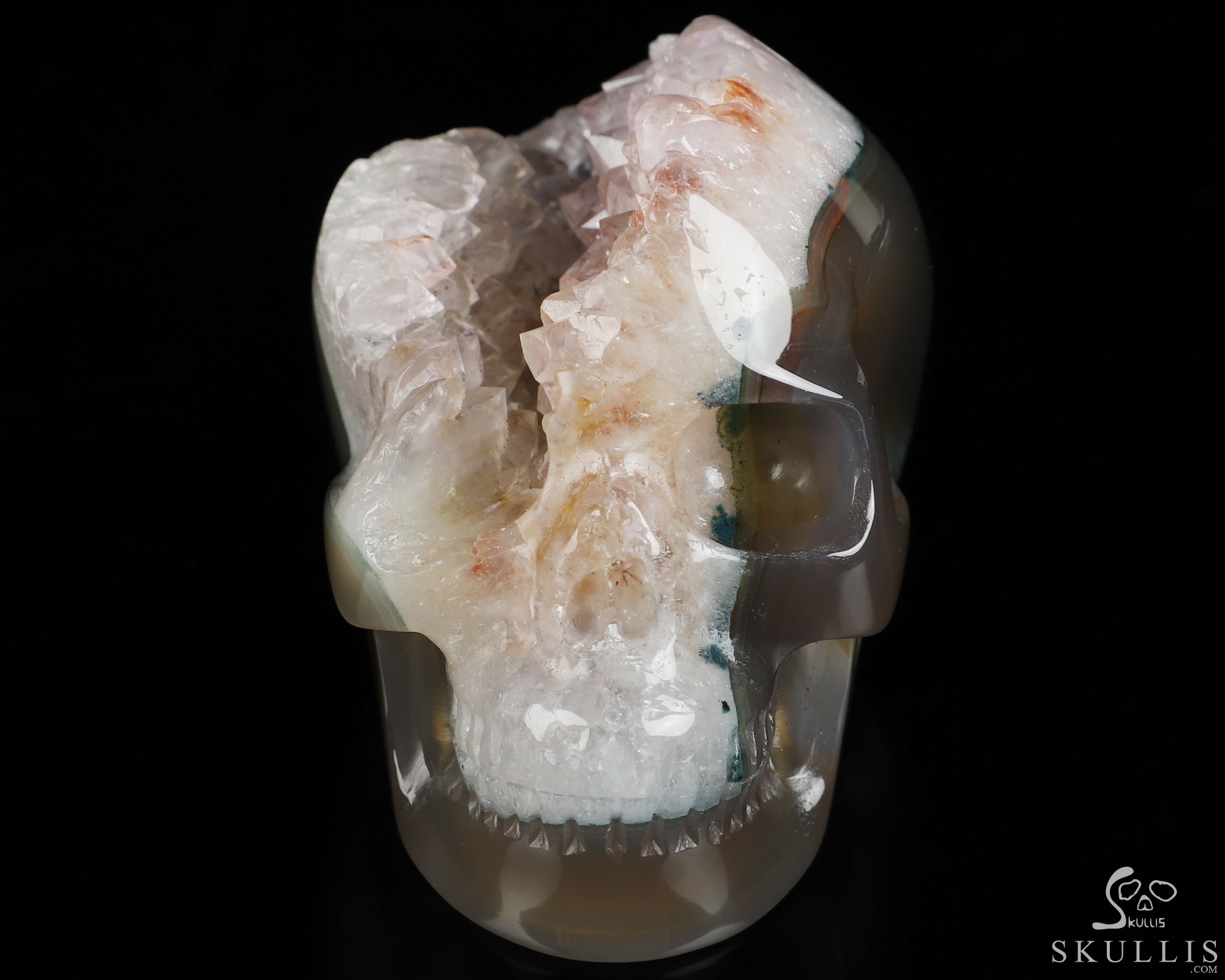 3.5" Agate Amethyst Geode Hand Carved Crystal Skull, Realistic, Crystal Healing 3.5" Agate Amethyst Geode Hand Carved Crystal Skull, Realistic, Crystal Healing