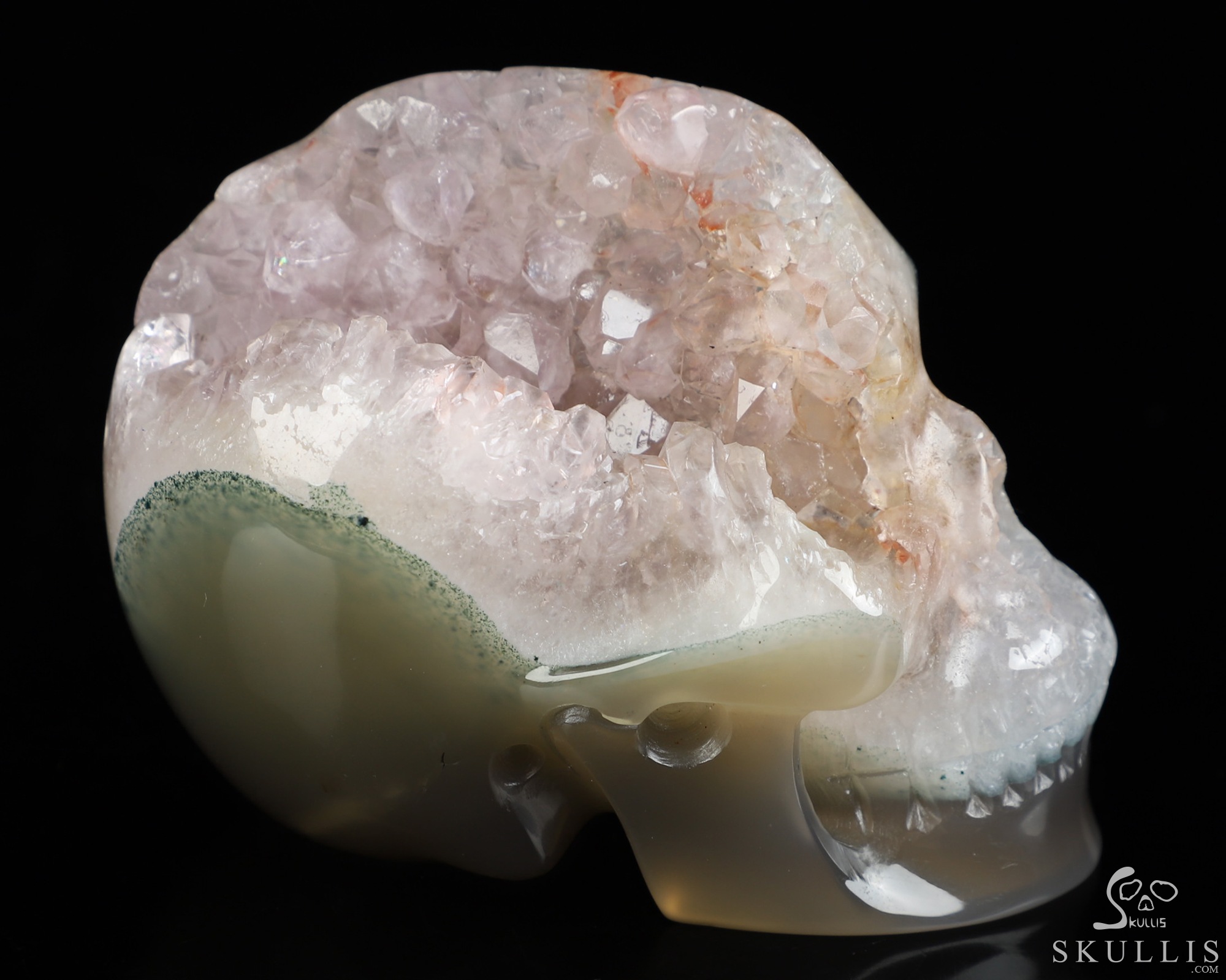 3.5" Agate Amethyst Geode Hand Carved Crystal Skull, Realistic, Crystal Healing 3.5" Agate Amethyst Geode Hand Carved Crystal Skull, Realistic, Crystal Healing