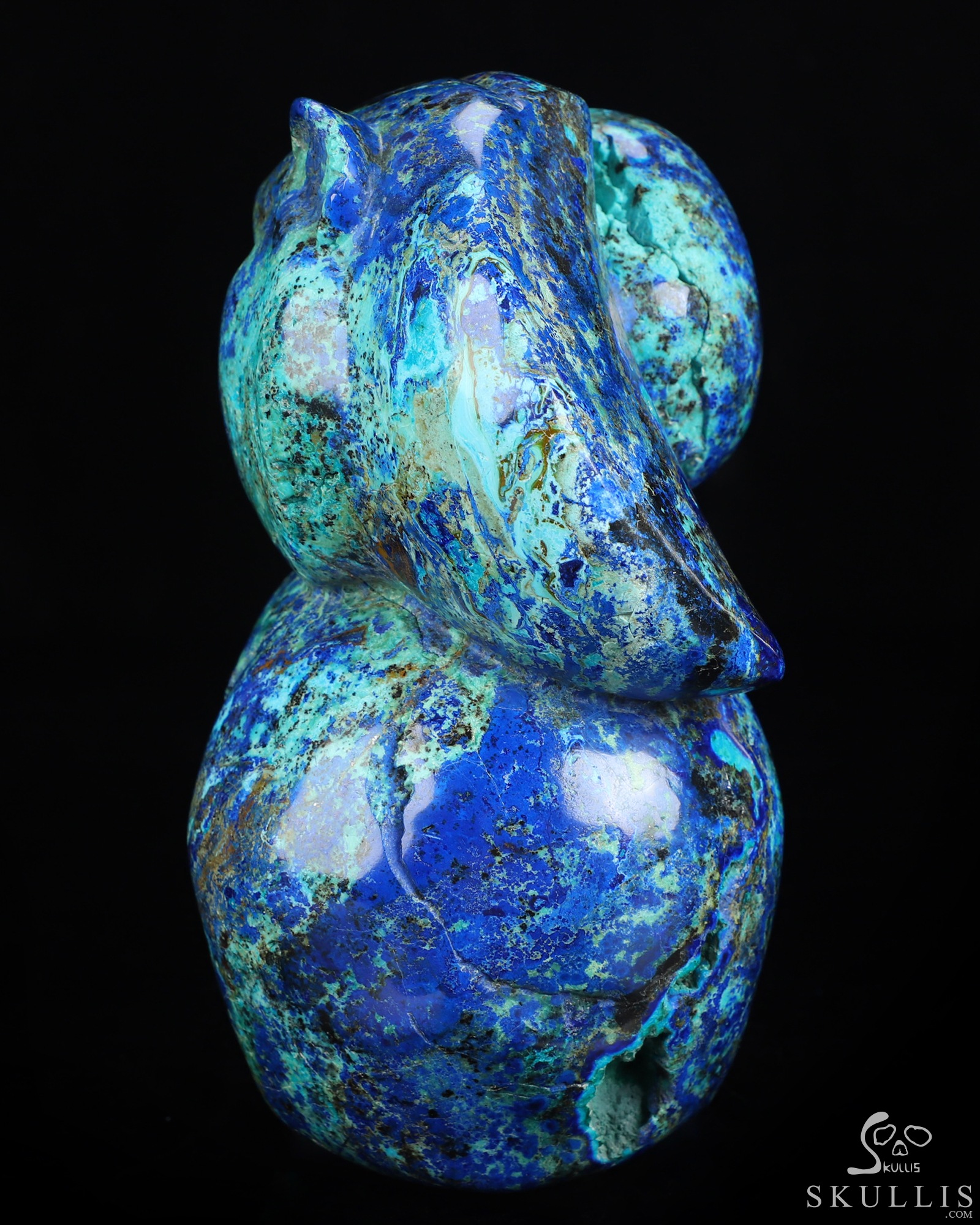 6.3" Azurite & Malachite Hand Carved Crystal Skull and Tiger Fine Art Sculpture, Crystal Healing 6.3" Azurite & Malachite Hand Carved Crystal Skull and Tiger Fine Art Sculpture, Crystal Healing