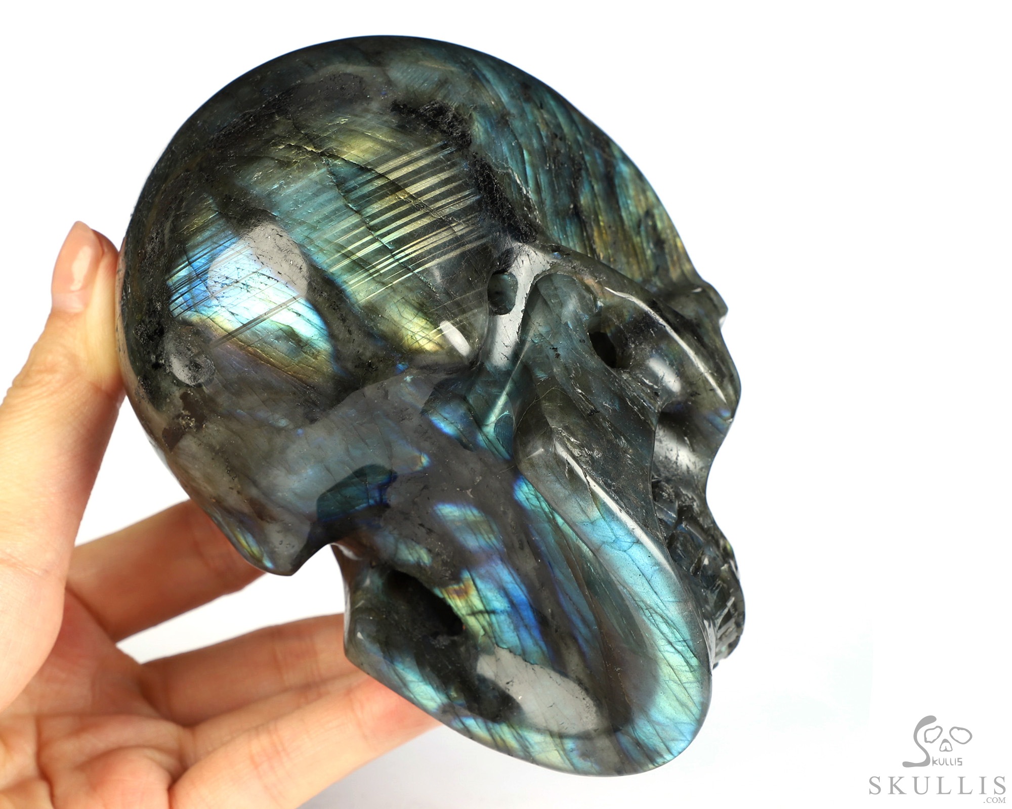 4.7" Labradorite Hand Carved Crystal Skull, Realistic, Crystal Healing 4.7" Labradorite Hand Carved Crystal Skull, Realistic, Crystal Healing