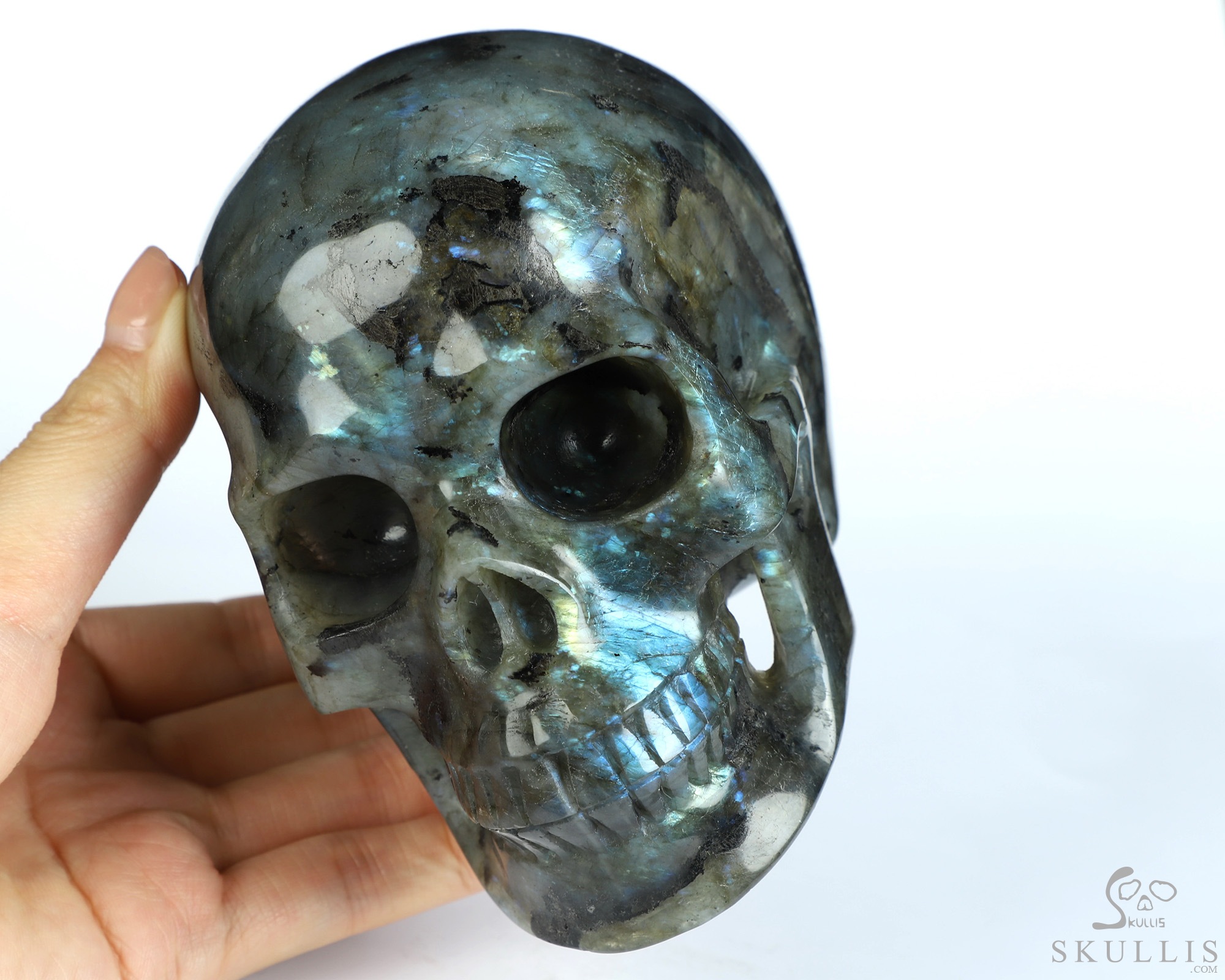 5.0" Labradorite Hand Carved Crystal Skull, Realistic, Crystal Healing 5.0" Labradorite Hand Carved Crystal Skull, Realistic, Crystal Healing