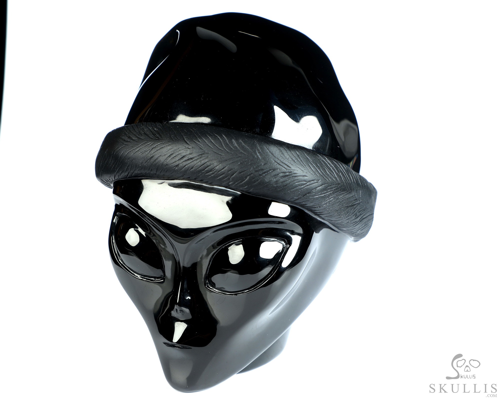 Merry Christmas! 5.2" Black Obsidian Star Being Female Alien Crystal Skull Companion, Hand Carved Gemstone Fine Art Sculpture, Reiki Healing Stone Statue Merry Christmas! 5.2" Black Obsidian Star Being Female Alien Crystal Skull Companion, Hand Carved Gemstone Fine Art Sculpture, Reiki Healing Stone Statue