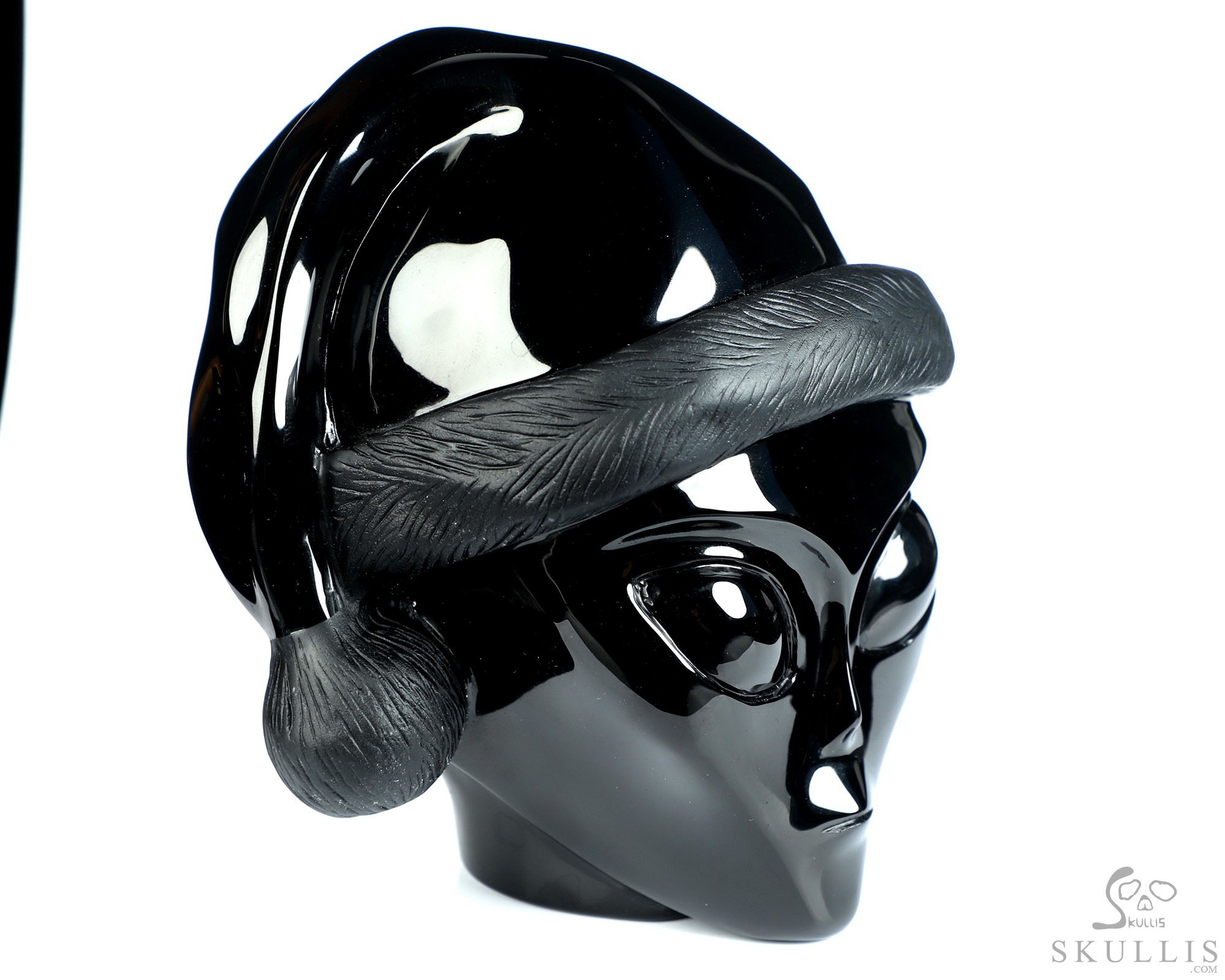 Merry Christmas! 5.2" Black Obsidian Star Being Female Alien Crystal Skull Companion, Hand Carved Gemstone Fine Art Sculpture, Reiki Healing Stone Statue Merry Christmas! 5.2" Black Obsidian Star Being Female Alien Crystal Skull Companion, Hand Carved Gemstone Fine Art Sculpture, Reiki Healing Stone Statue