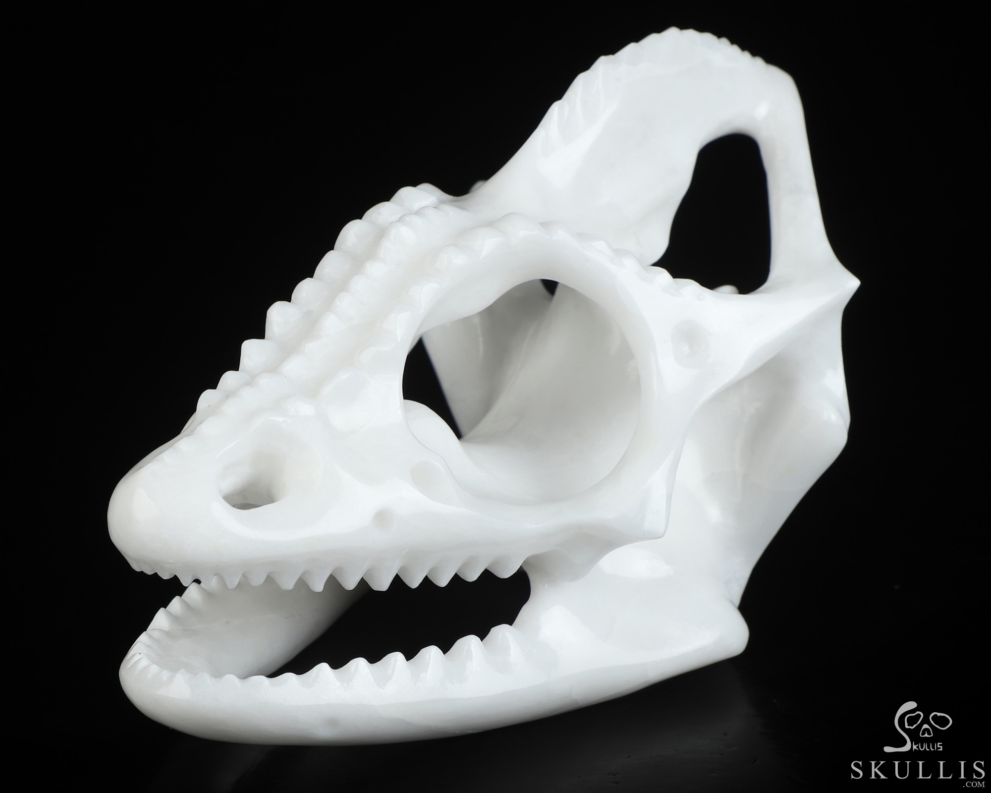 5.4" White Jade Hand Carved Tyrannosaurus/Dinosaur Crystal Skull Sculpture, Crystal Healing 5.4" White Jade Hand Carved Tyrannosaurus/Dinosaur Crystal Skull Sculpture, Crystal Healing