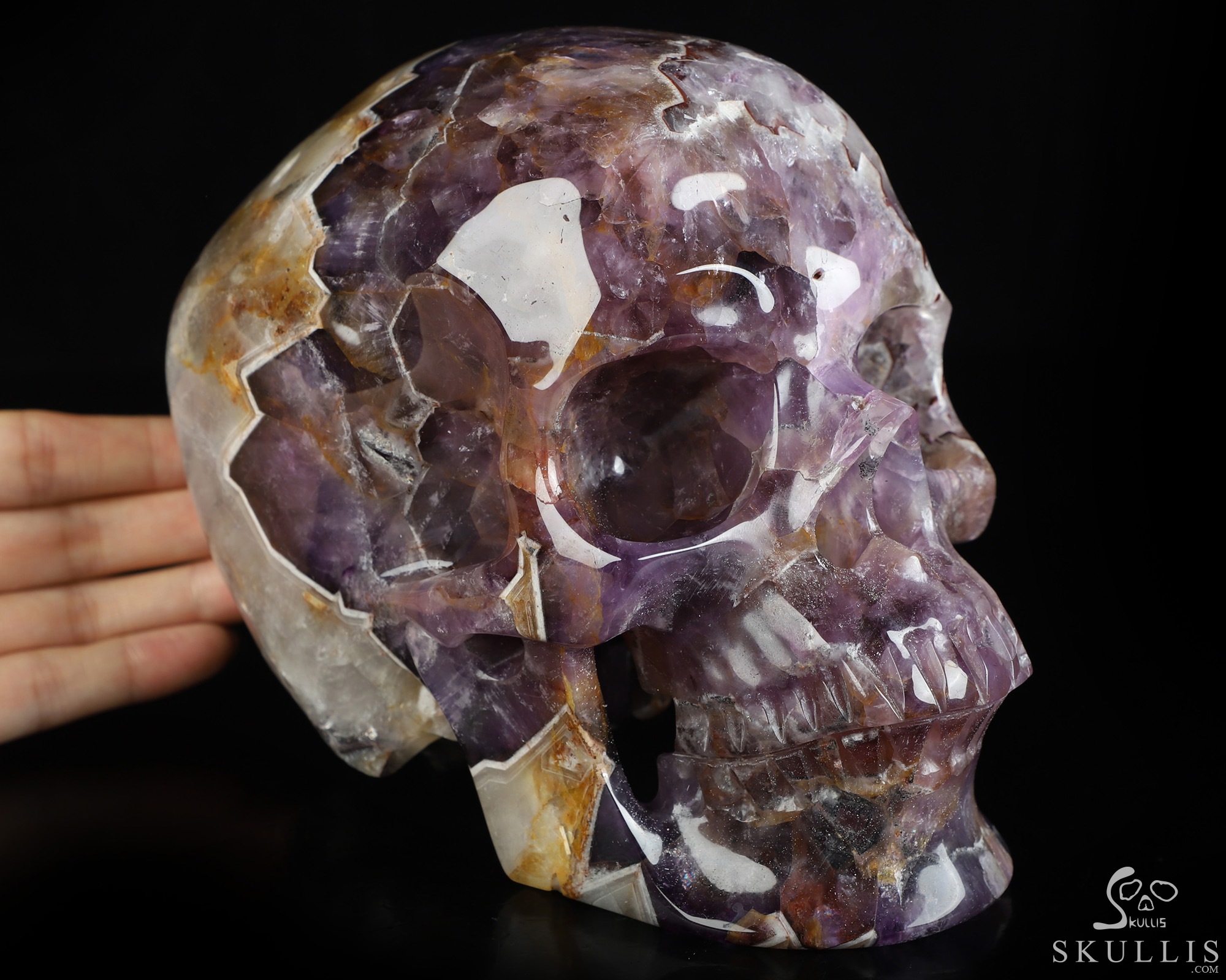 Lifesized 6.7" Dream Chevron Amethyst Hand Carved Crystal Skull, Super Realistic, Crystal Healing Lifesized 6.7" Dream Chevron Amethyst Hand Carved Crystal Skull, Super Realistic, Crystal Healing