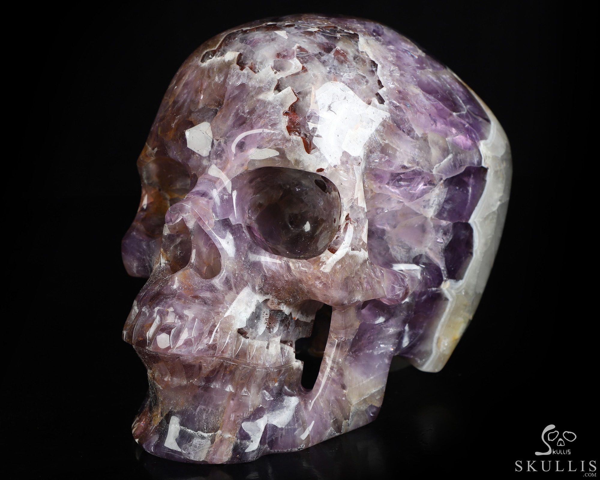Lifesized 6.7" Dream Chevron Amethyst Hand Carved Crystal Skull, Super Realistic, Crystal Healing Lifesized 6.7" Dream Chevron Amethyst Hand Carved Crystal Skull, Super Realistic, Crystal Healing
